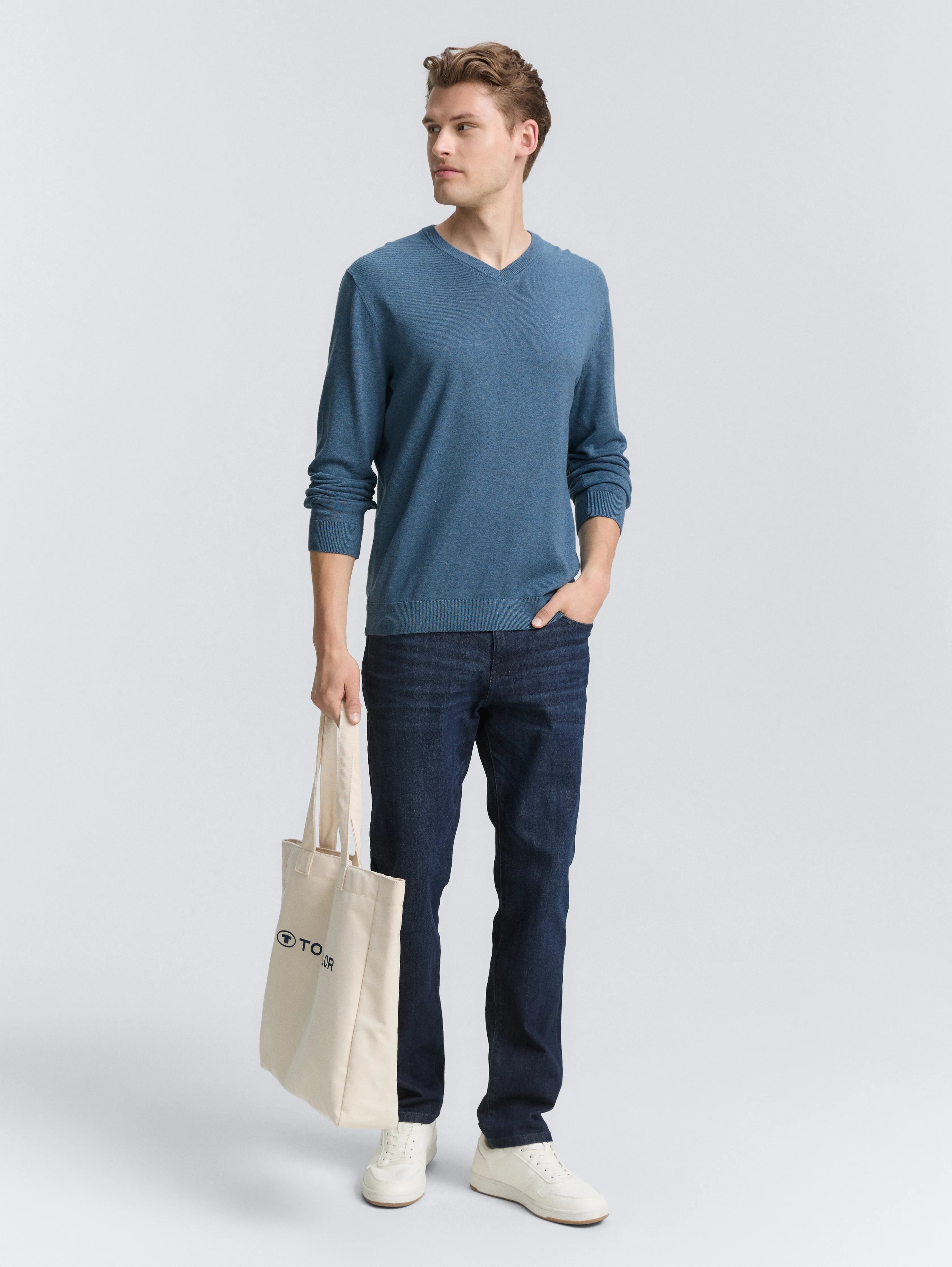 Tom Tailor_0_Cotton V-Neck Knitted Jumper_1039811_38701_03