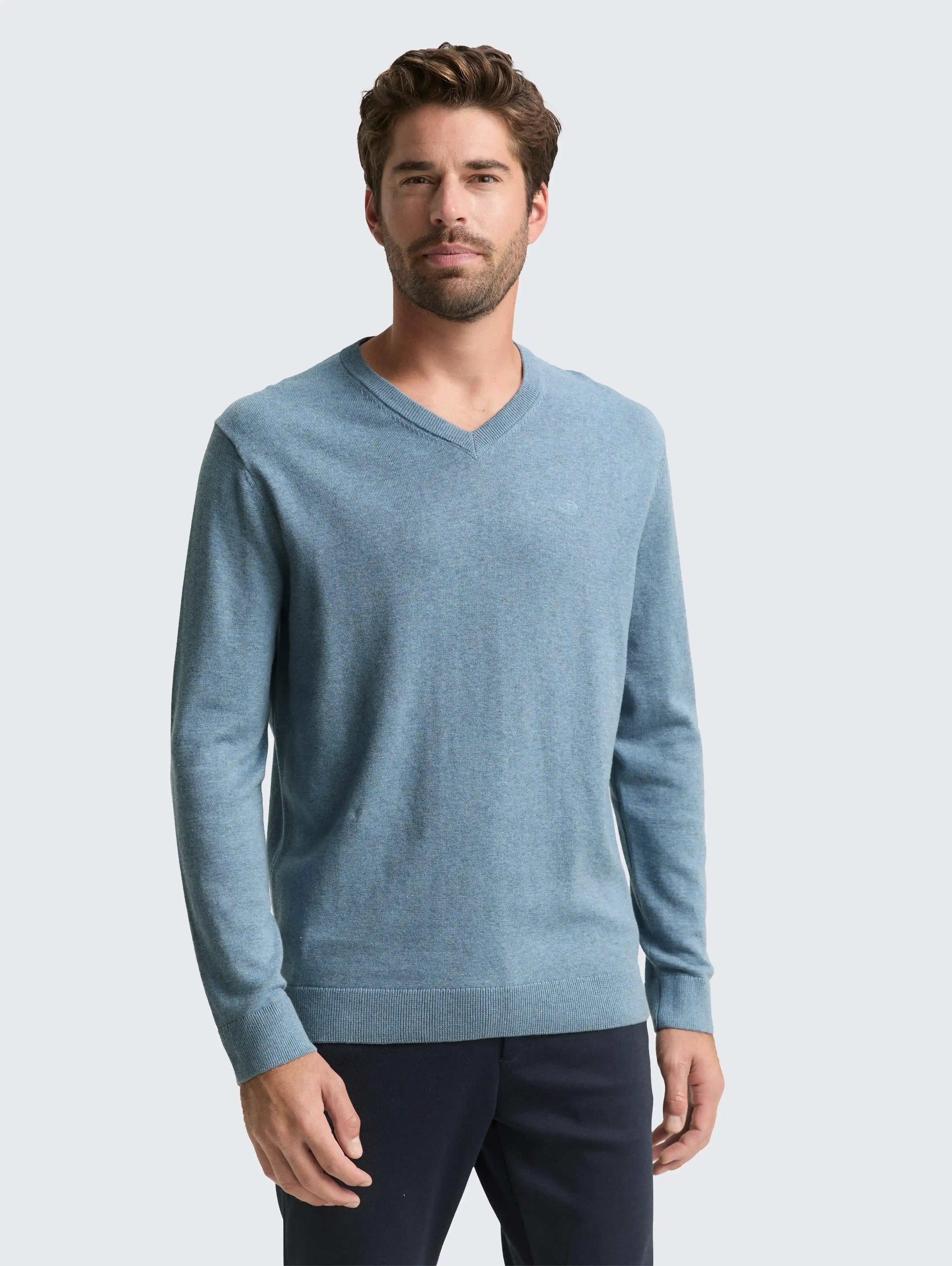 Tom Tailor_0_Cotton V-Neck Knitted Jumper_1039811_39094_02