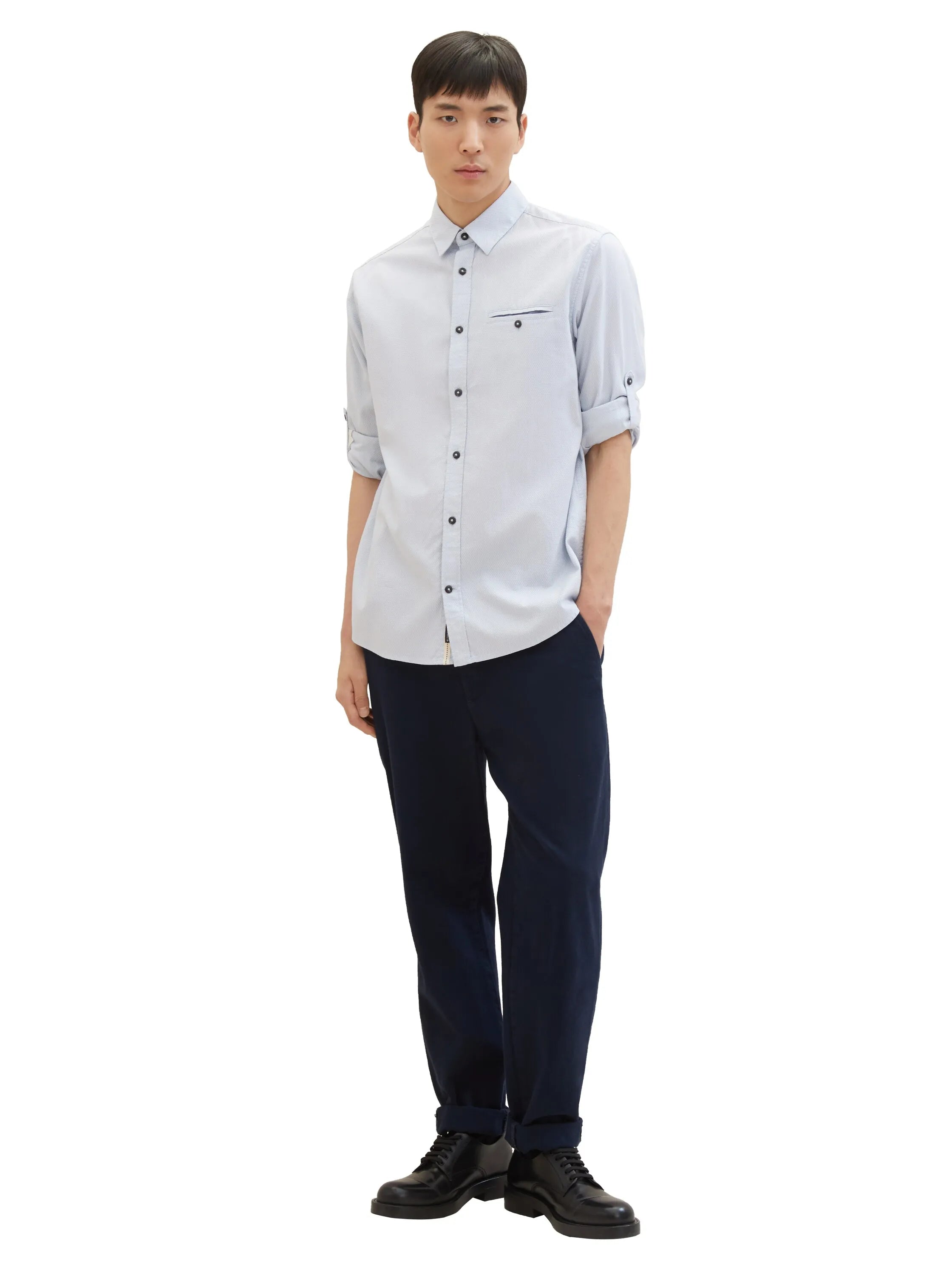Tom Tailor Light Blue Small Structure Men Textured Shirt SKU: 1040129_34703 Image 02