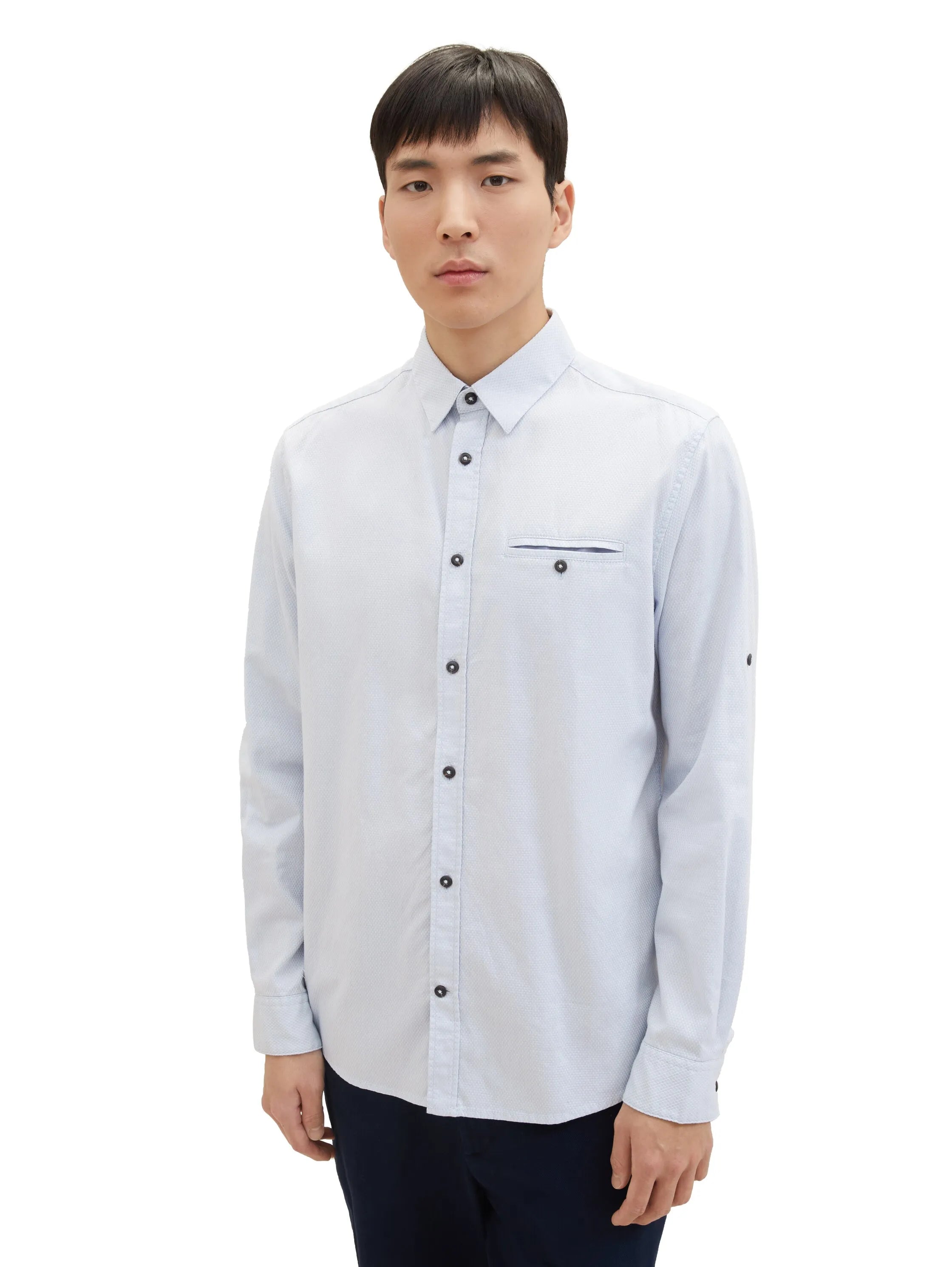Tom Tailor Light Blue Small Structure Men Textured Shirt SKU: 1040129_34703 Image 04