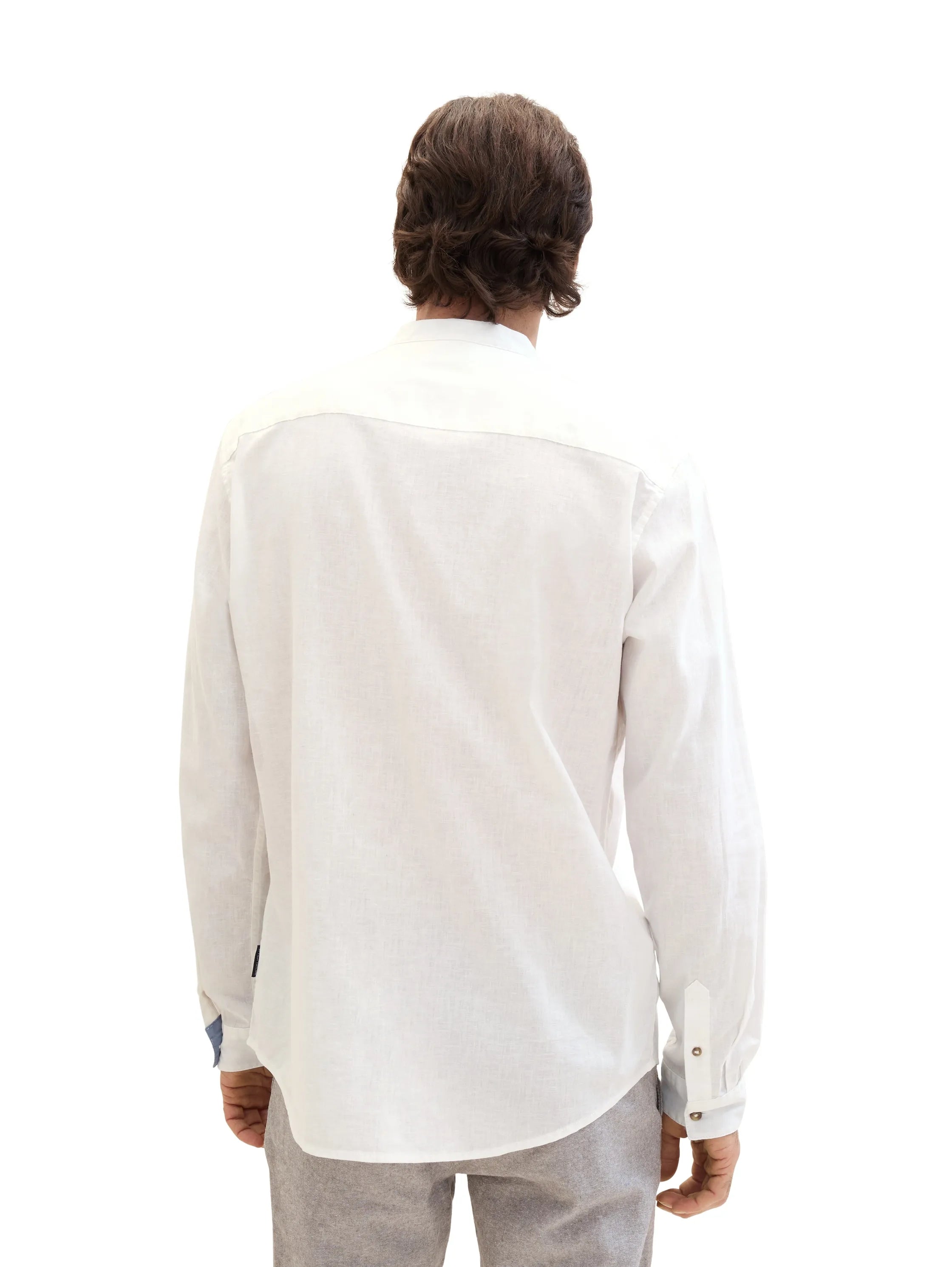 Tom Tailor White Men Shirt with Linen SKU: 1040140_20000 Image 03