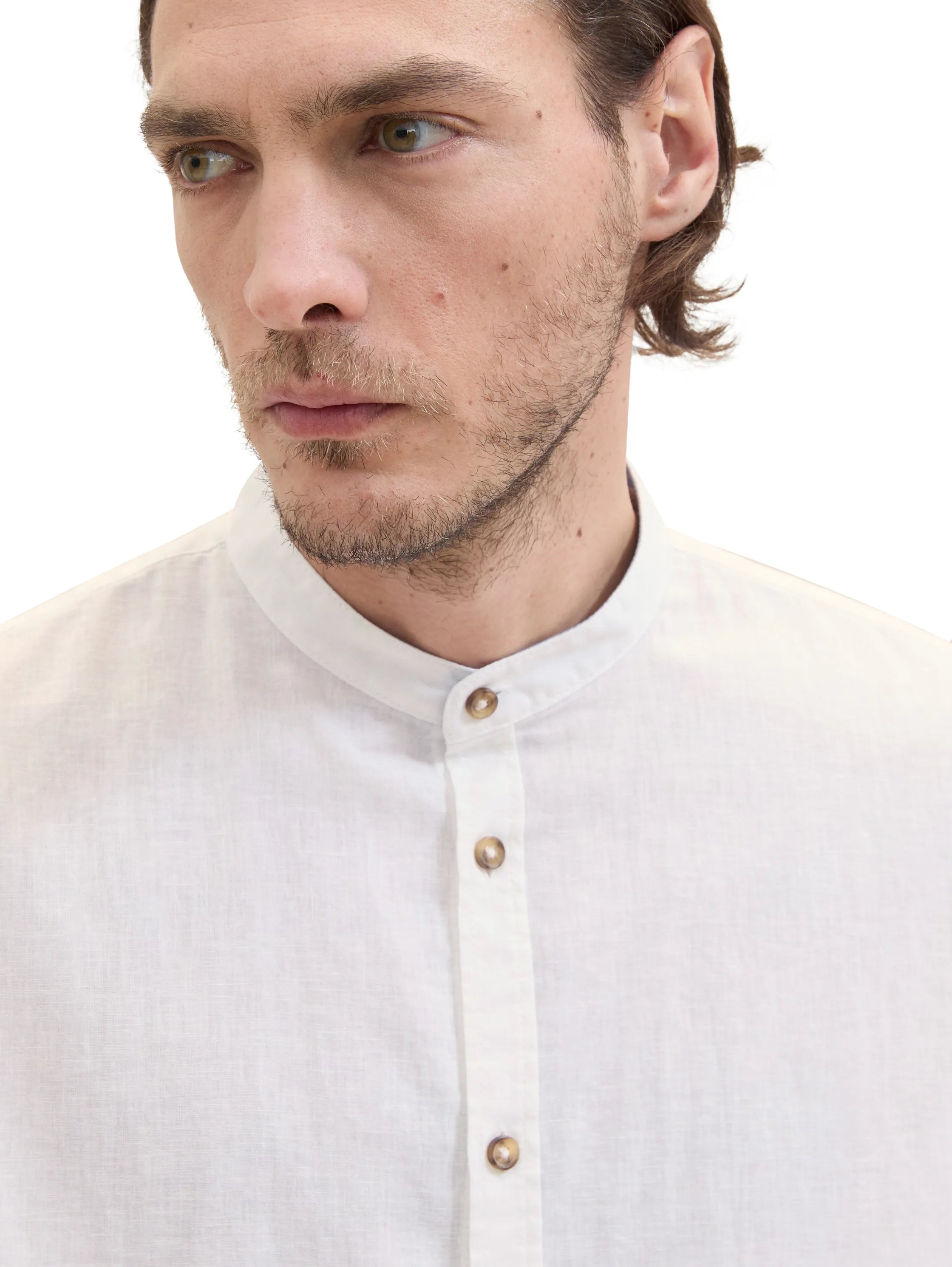 Tom Tailor White Men Shirt with Linen SKU: 1040140_20000 Image 05