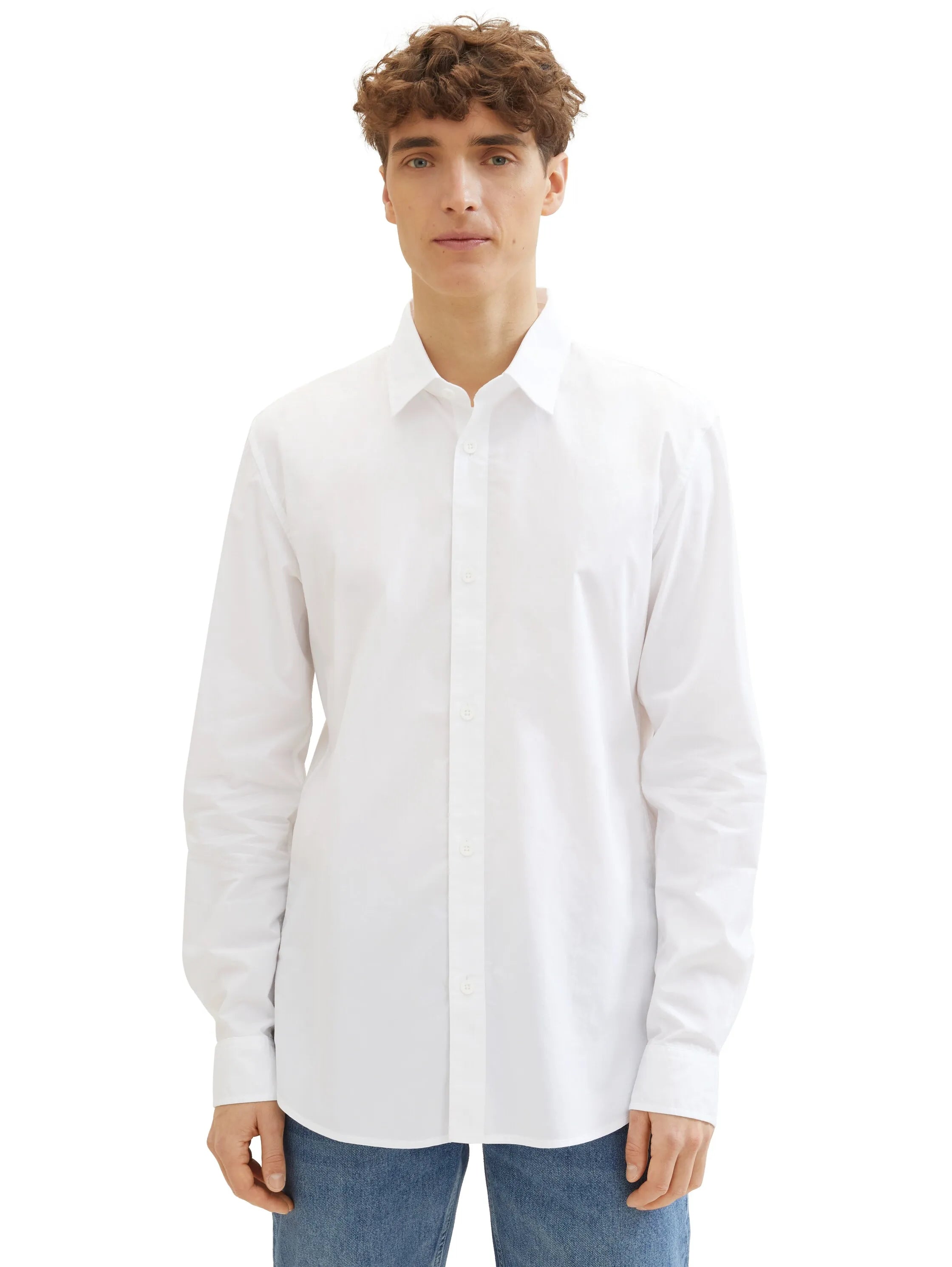 Denim Tom Tailor White Men Regular Fit Long-Sleeved Dress Shirt SKU: 1040146_20000 Image 05