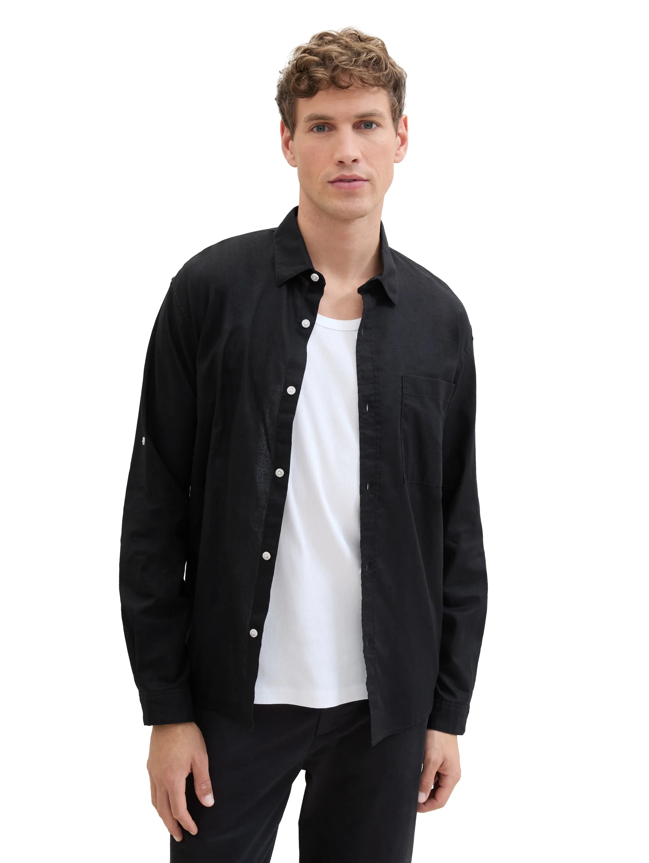 Denim Tom Tailor Black Men Relaxed Long-Sleeved T-Shirt SKU: 1040162_29999 Image 01