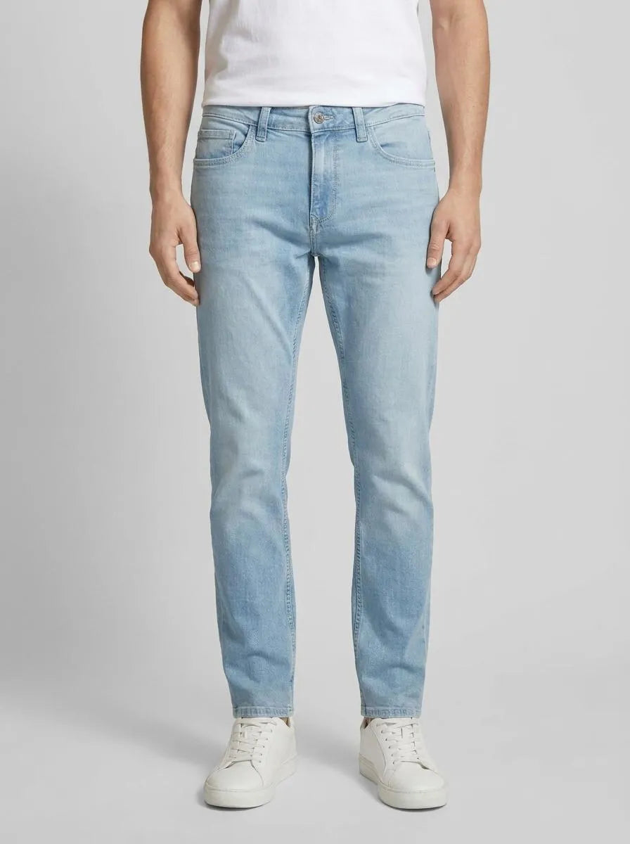 Tom Tailor Used Light Stone Blue Denim Men Regular Tapered Jeans with Recycled Cotton SKU: 1040166_10118 Image 00