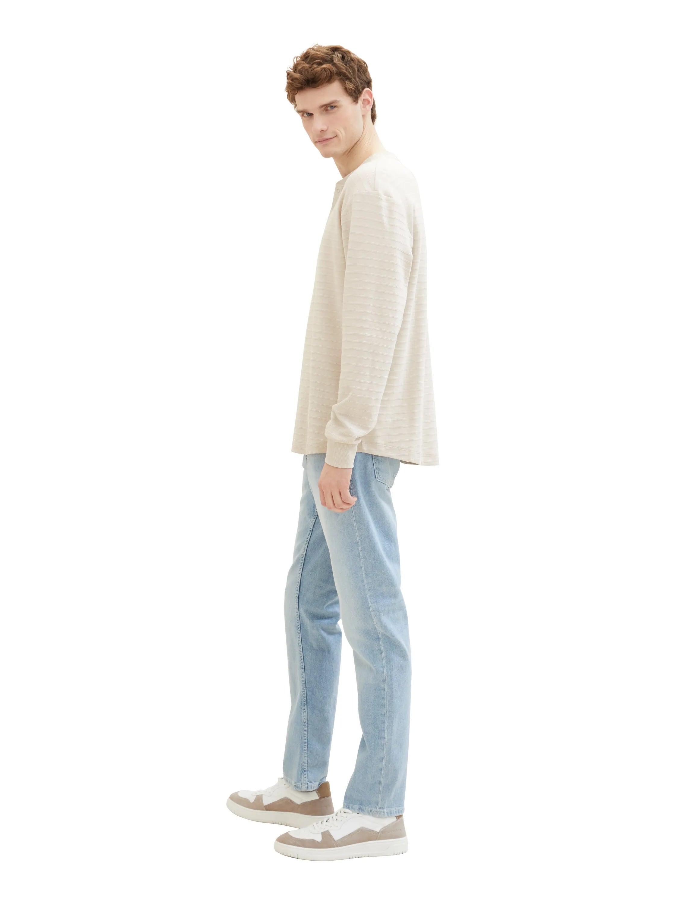 Tom Tailor Used Light Stone Blue Denim Men Regular Tapered Jeans with Recycled Cotton SKU: 1040166_10118 Image 01