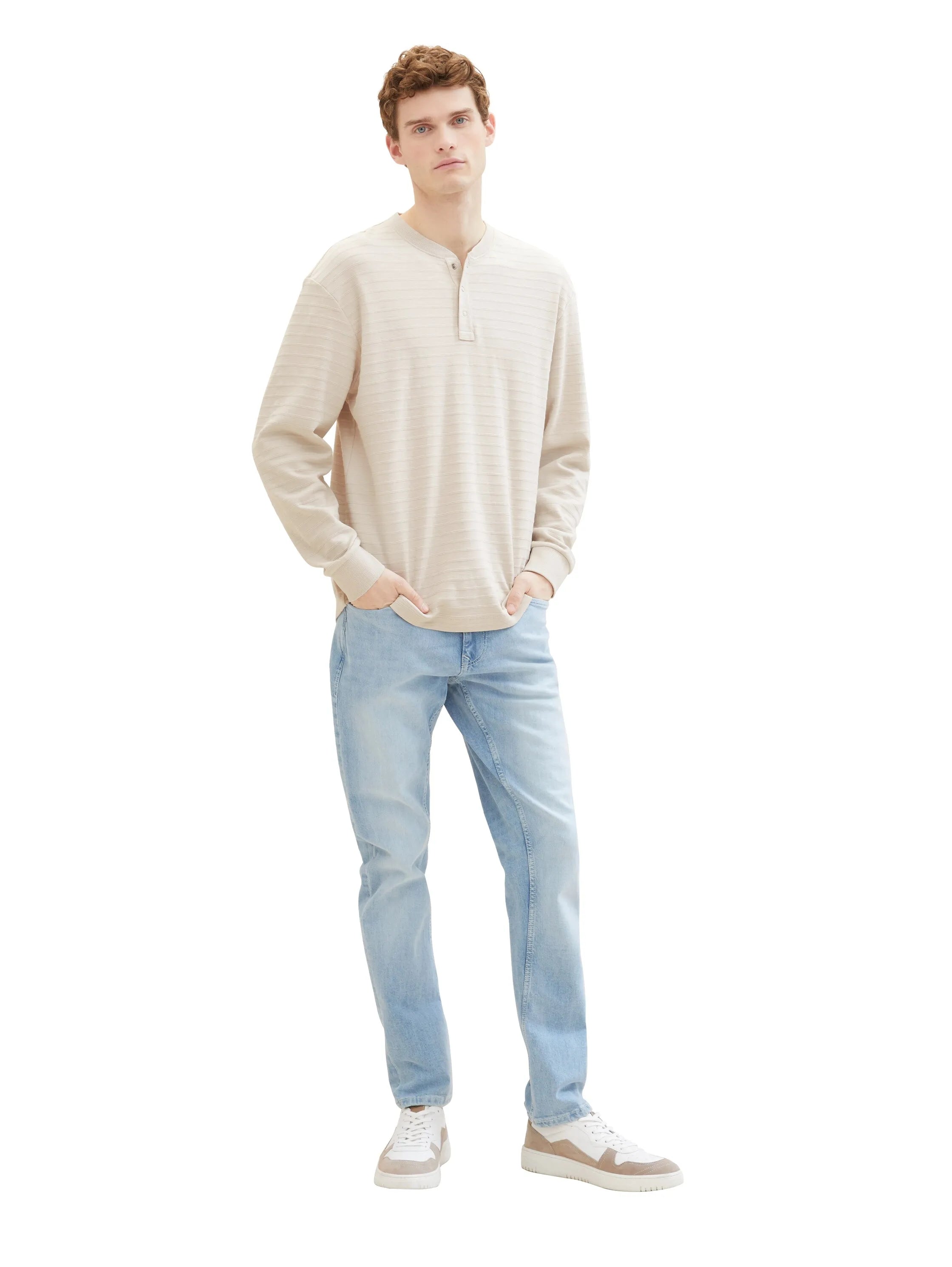 Tom Tailor Used Light Stone Blue Denim Men Regular Tapered Jeans with Recycled Cotton SKU: 1040166_10118 Image 02