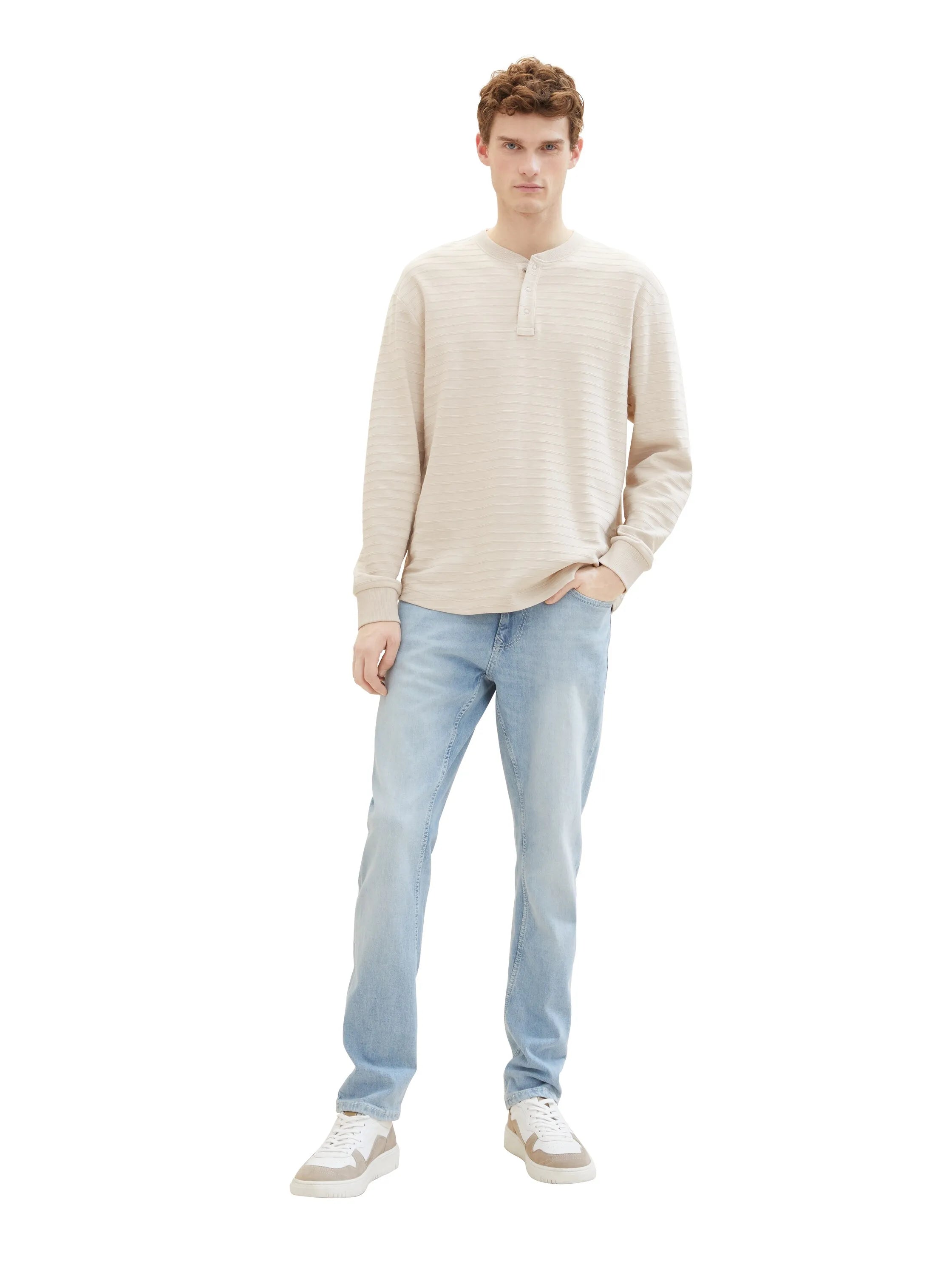 Tom Tailor Used Light Stone Blue Denim Men Regular Tapered Jeans with Recycled Cotton SKU: 1040166_10118 Image 05