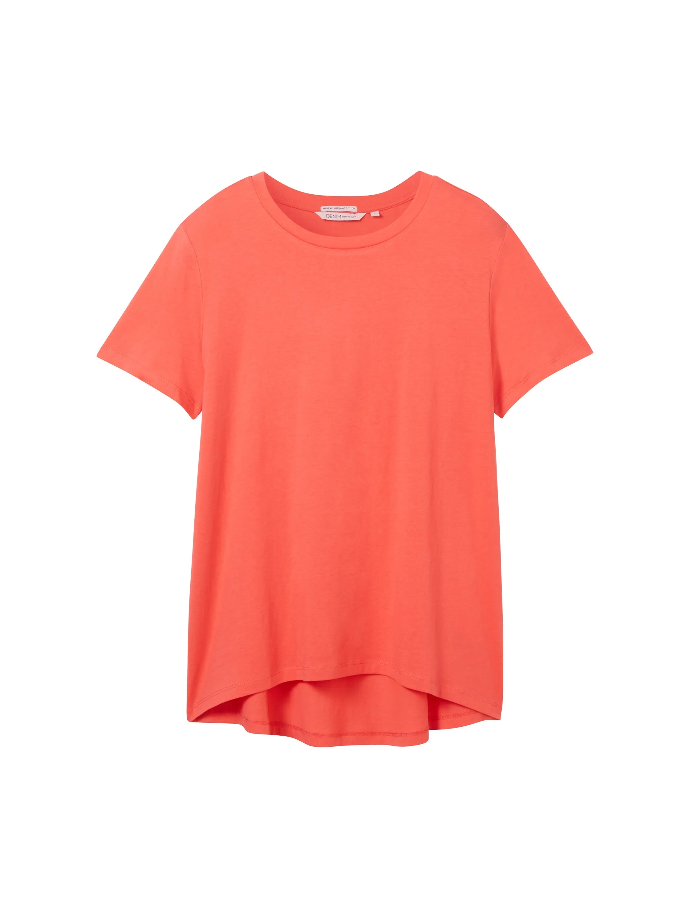 Denim Tom Tailor Plain Red Women Loose Fit Cotton T-Shirt SKU: 1040183_11042 Image 07