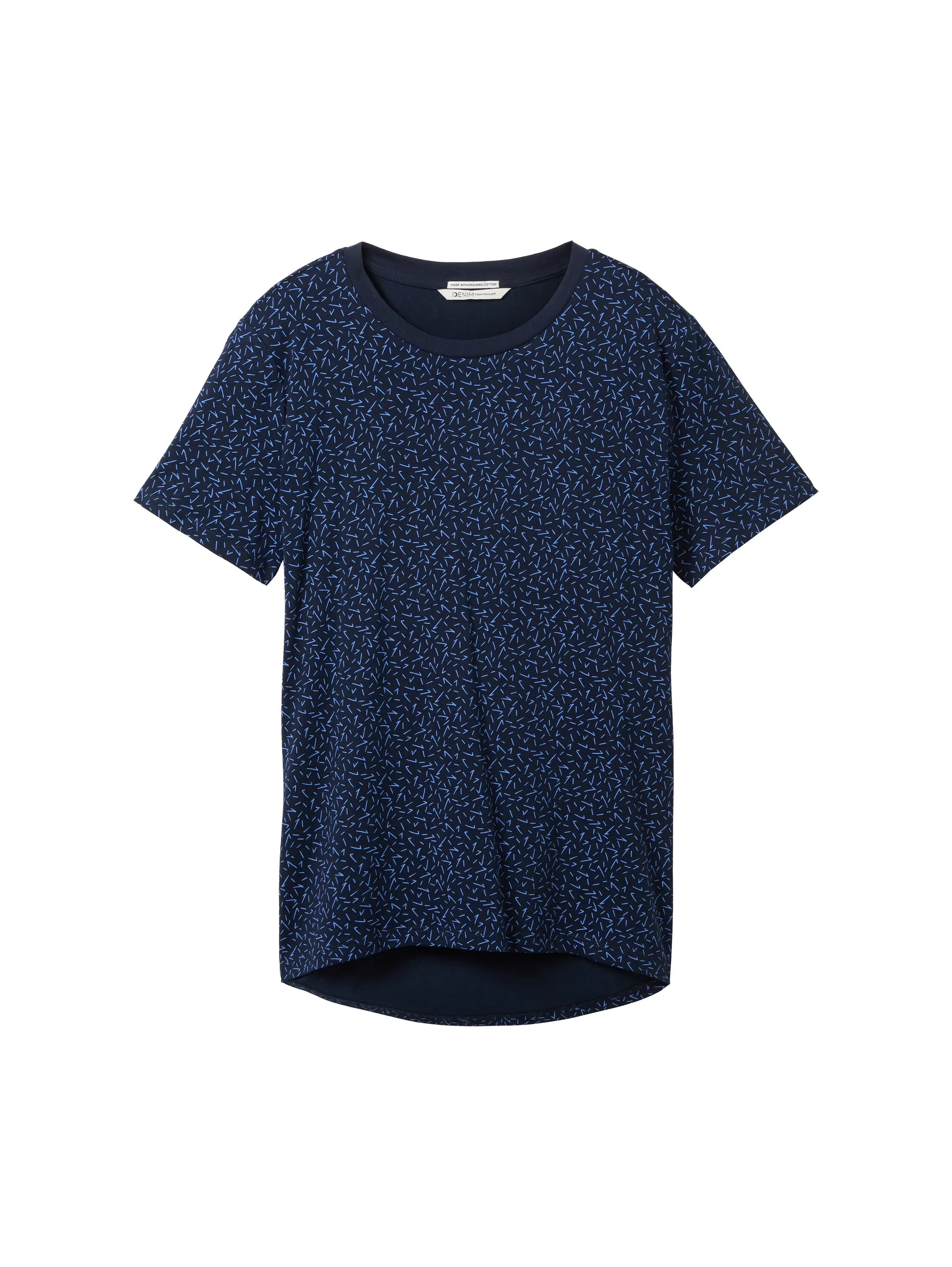 Tom Tailor Navy Blue Structure Print Women Loose Fit Cotton T-Shirt SKU: 1040183_34666 Image 07