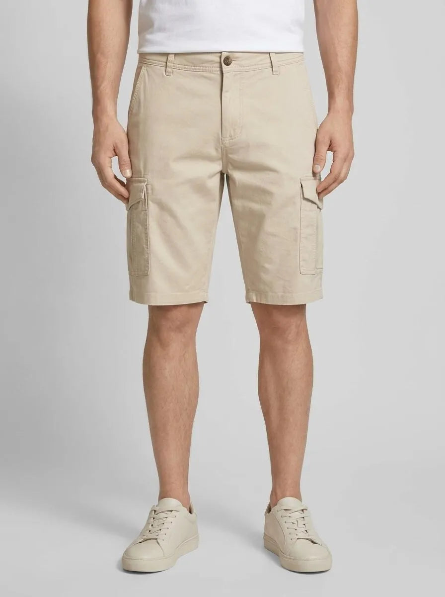 Tom Tailor Beige Structure Print Men Regular Cargo Shorts SKU: 1040226_34671 Image 00