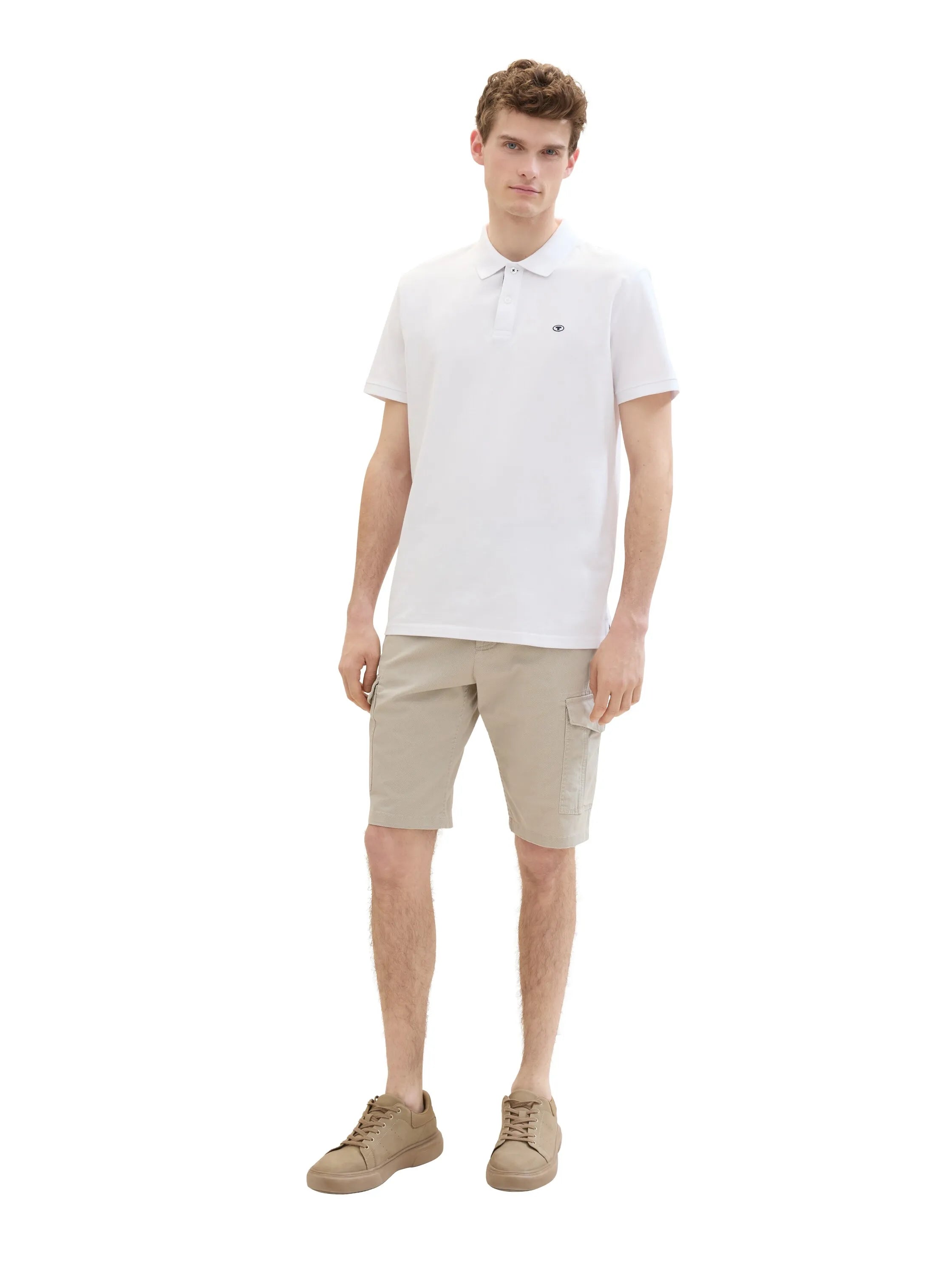 Tom Tailor Beige Structure Print Men Regular Cargo Shorts SKU: 1040226_34671 Image 06
