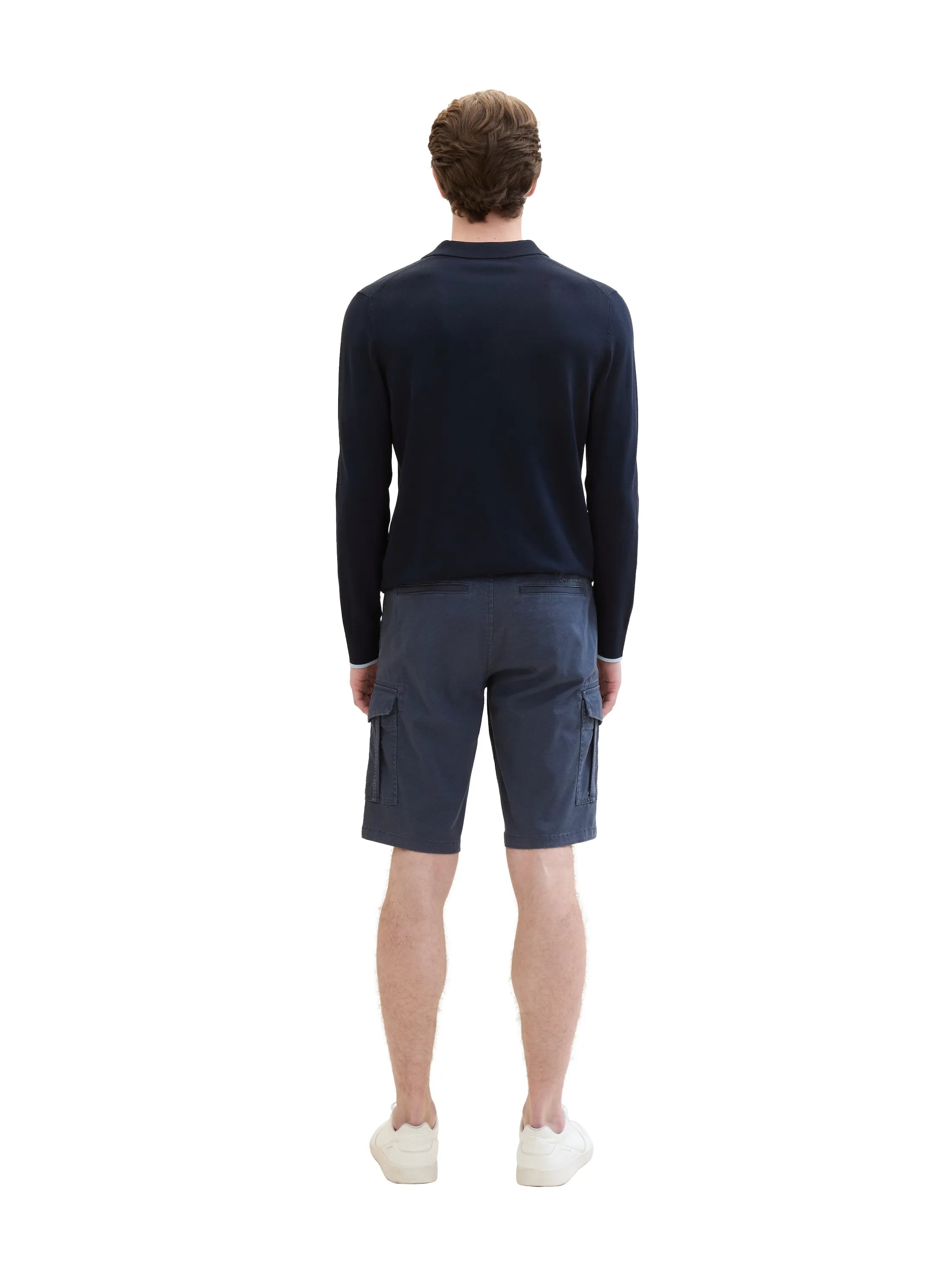 Tom Tailor Navy Structure Print Men Regular Cargo Shorts SKU: 1040226_34672 Image 04