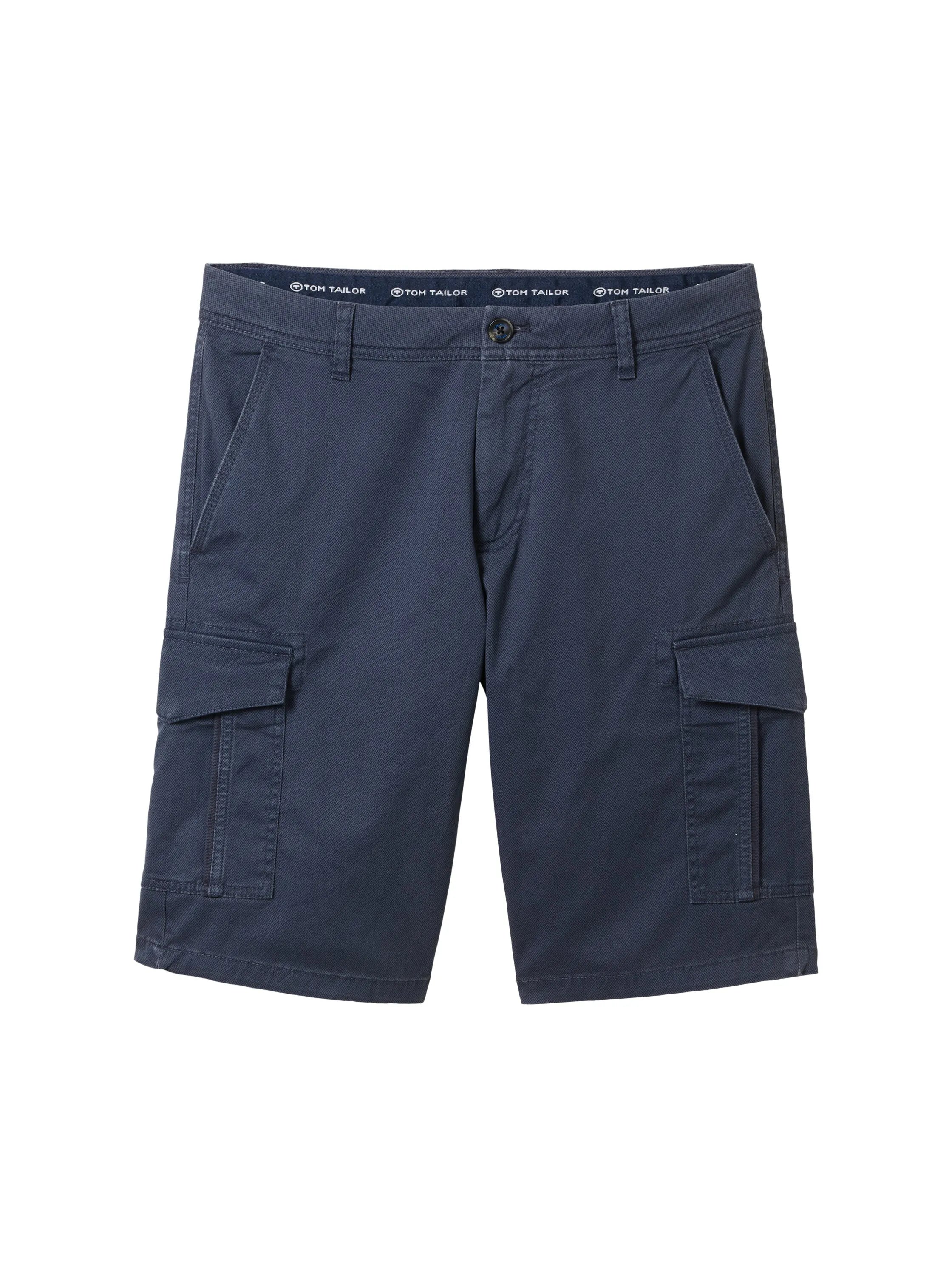 Tom Tailor Navy Structure Print Men Regular Cargo Shorts SKU: 1040226_34672 Image 08