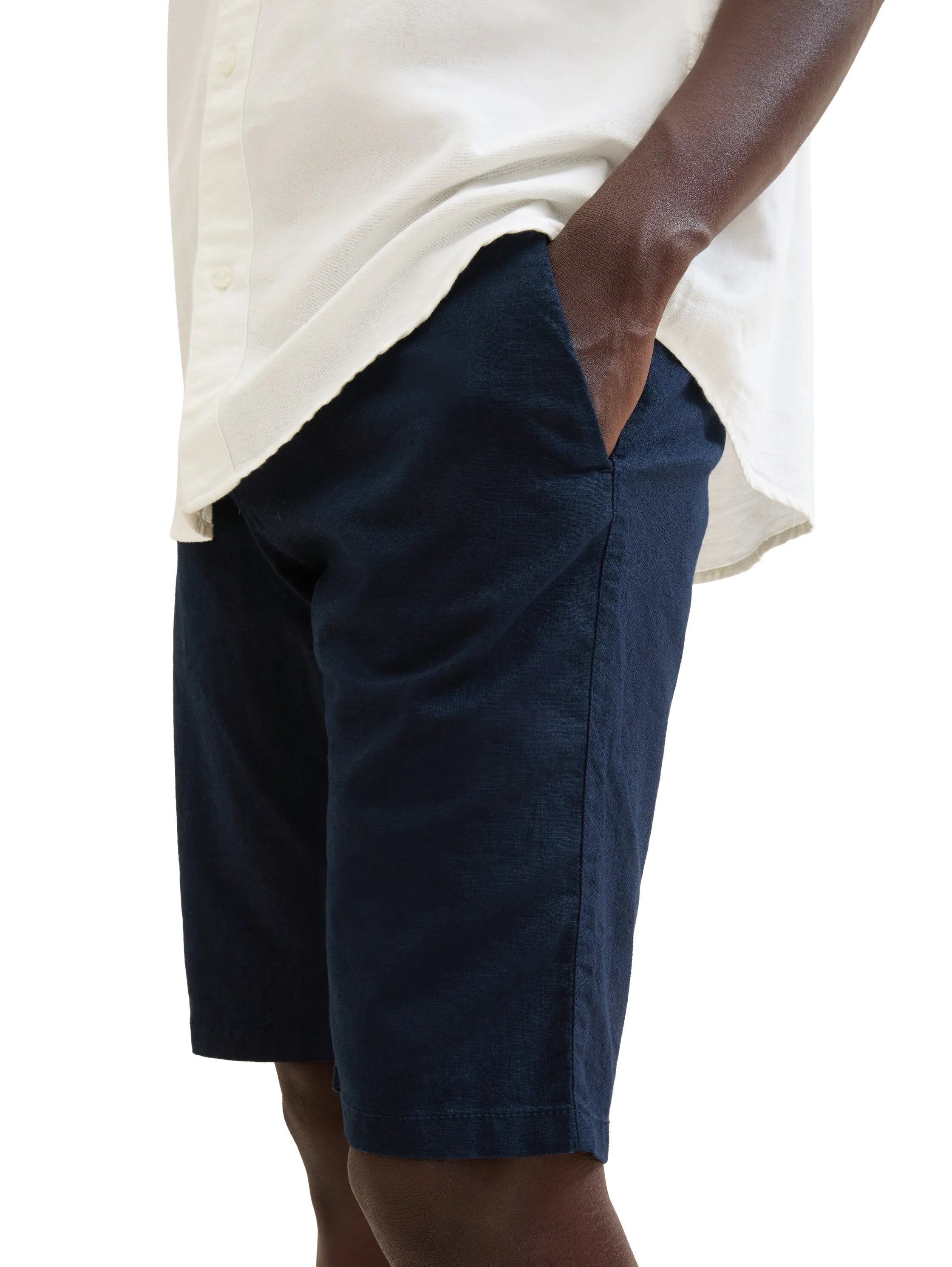 Tom Tailor Sky Captain Blue Men Regular Shorts with Linen SKU: 1040229_10668 Image 05