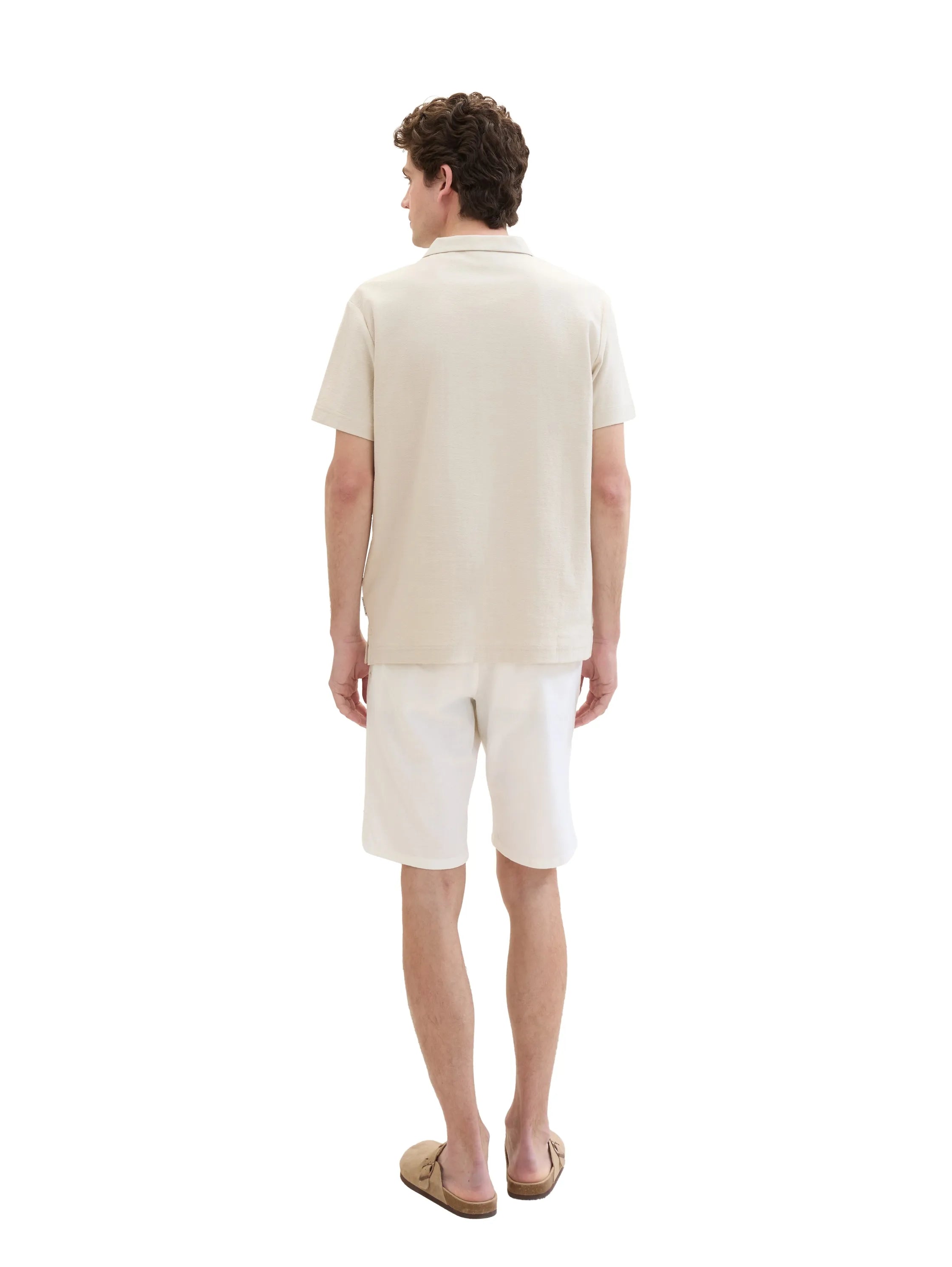 Tom Tailor White Men Regular Shorts with Linen SKU: 1040229_20000 Image 03