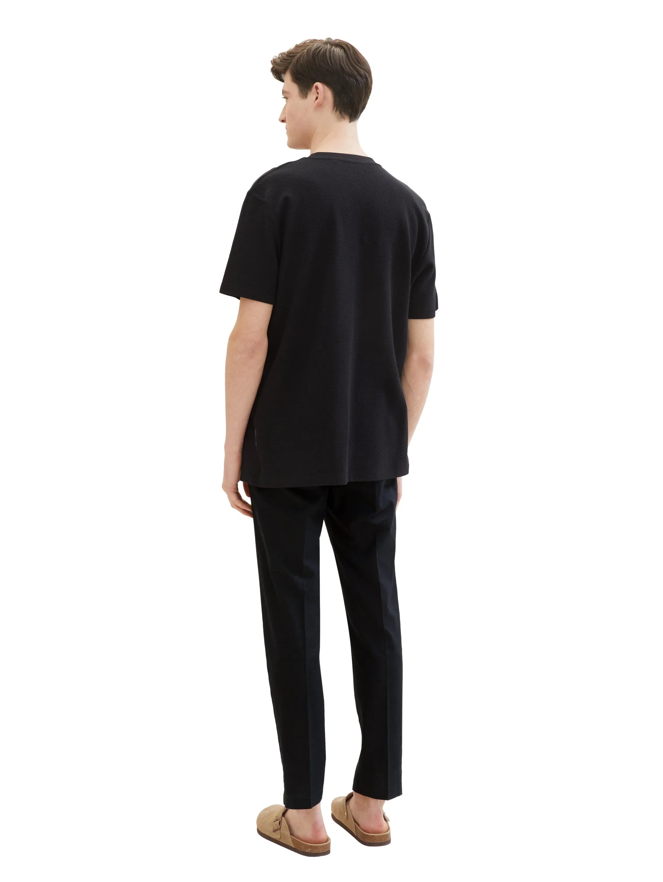 Denim Tom Tailor Black Men Relaxed Tapered Trousers with Linen SKU: 1040251_29999 Image 04