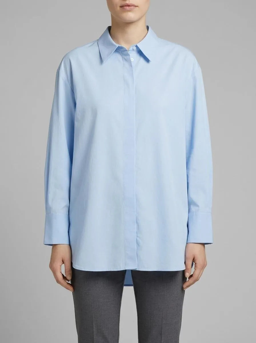 Tom Tailor Light Fjord Blue Women Plain-Coloured Blouse with Tencelª Lyocell SKU: 1040315_34587 Image 00
