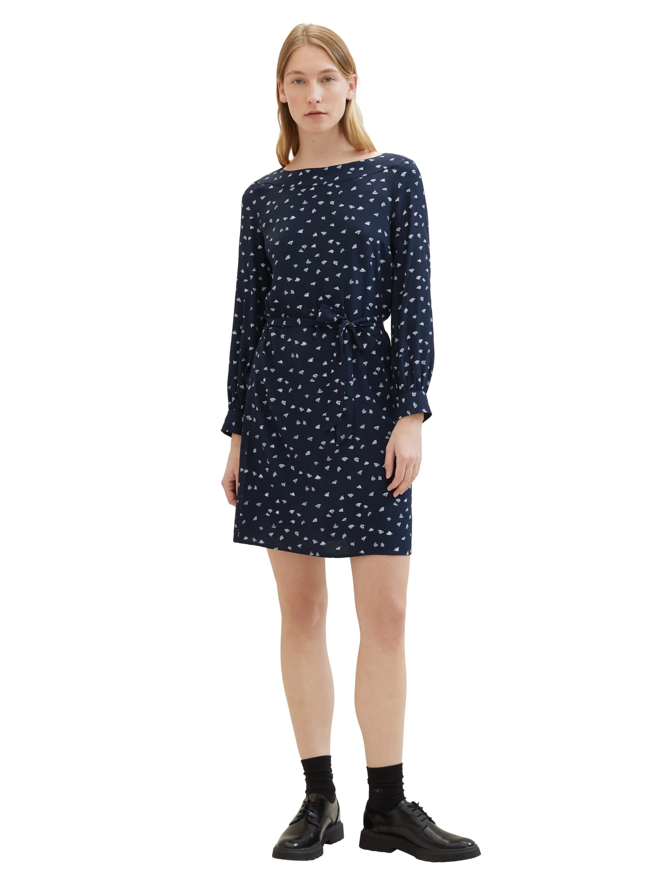 Tom Tailor Navy Minimal Print Women Patterned Dress with Lenzingª Ecoveroª SKU: 1040358_34749 Image 02