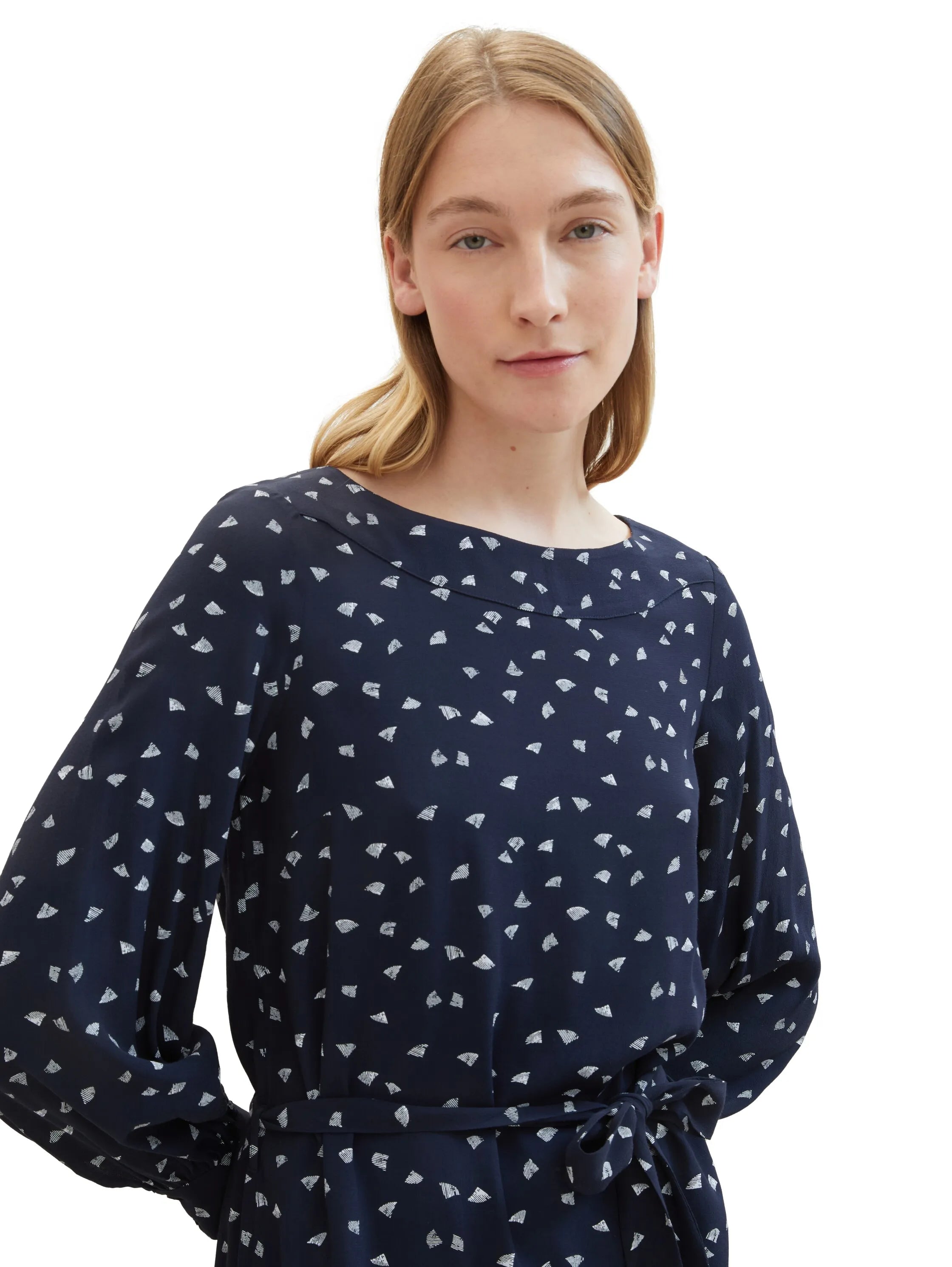 Tom Tailor Navy Minimal Print Women Patterned Dress with Lenzingª Ecoveroª SKU: 1040358_34749 Image 04