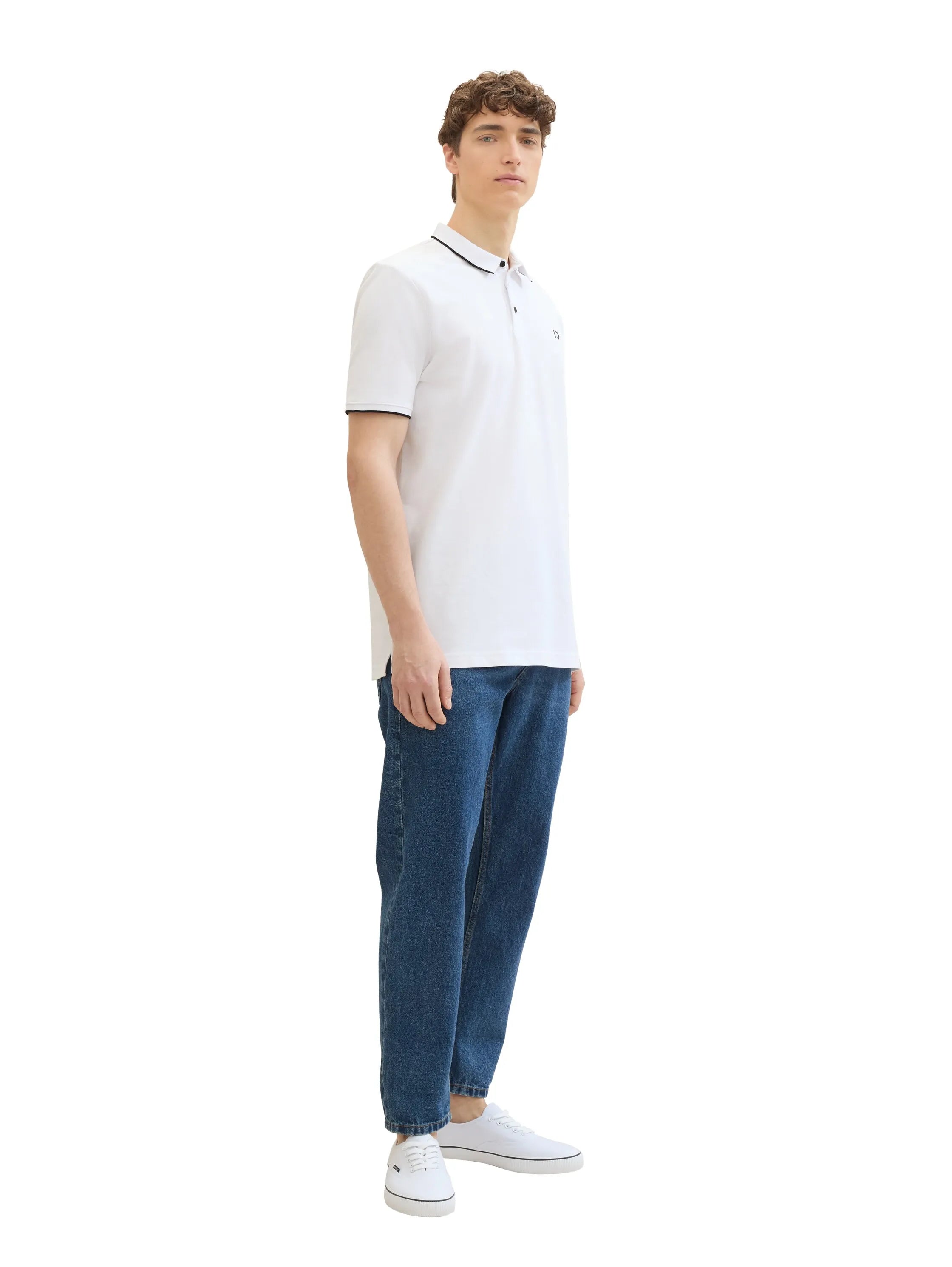 Denim Tom Tailor White 2 Men Basic Polo Shirt SKU: 1040473_14297 Image 02