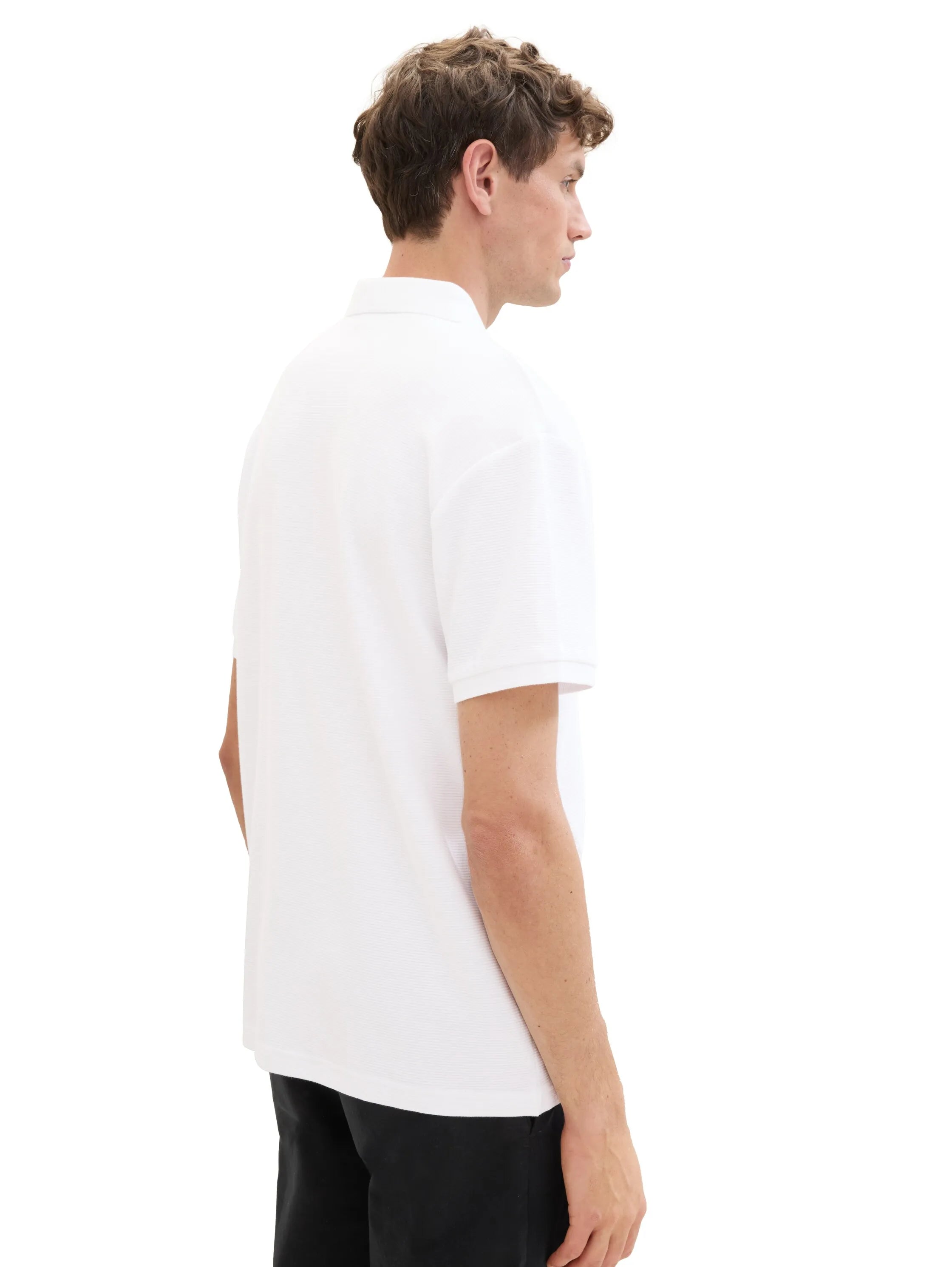 Denim Tom Tailor White Men Relaxed Polo Shirt with Organic Cotton SKU: 1040476_20000 Image 03