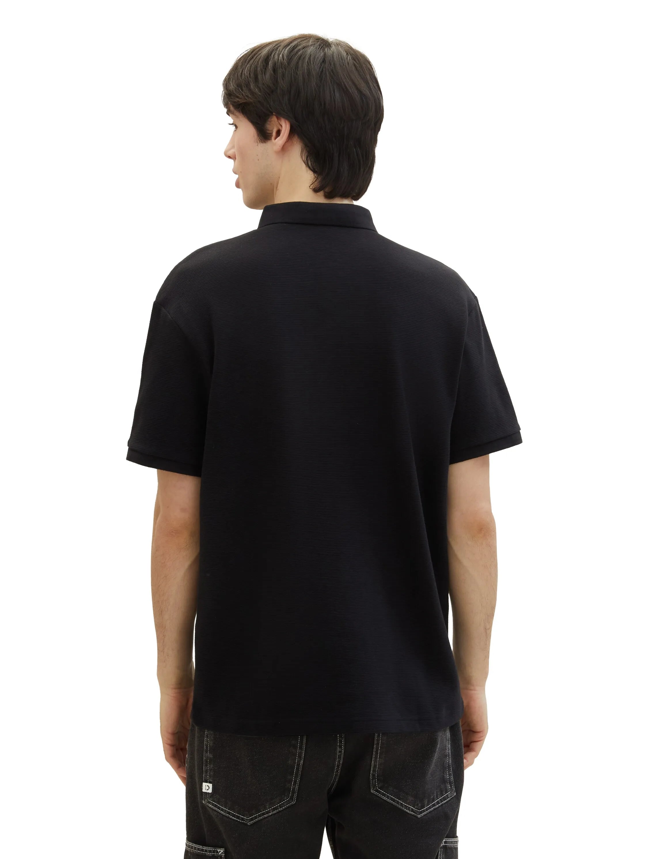 Denim Tom Tailor Black Men Relaxed Polo Shirt with Organic Cotton SKU: 1040476_29999 Image 03
