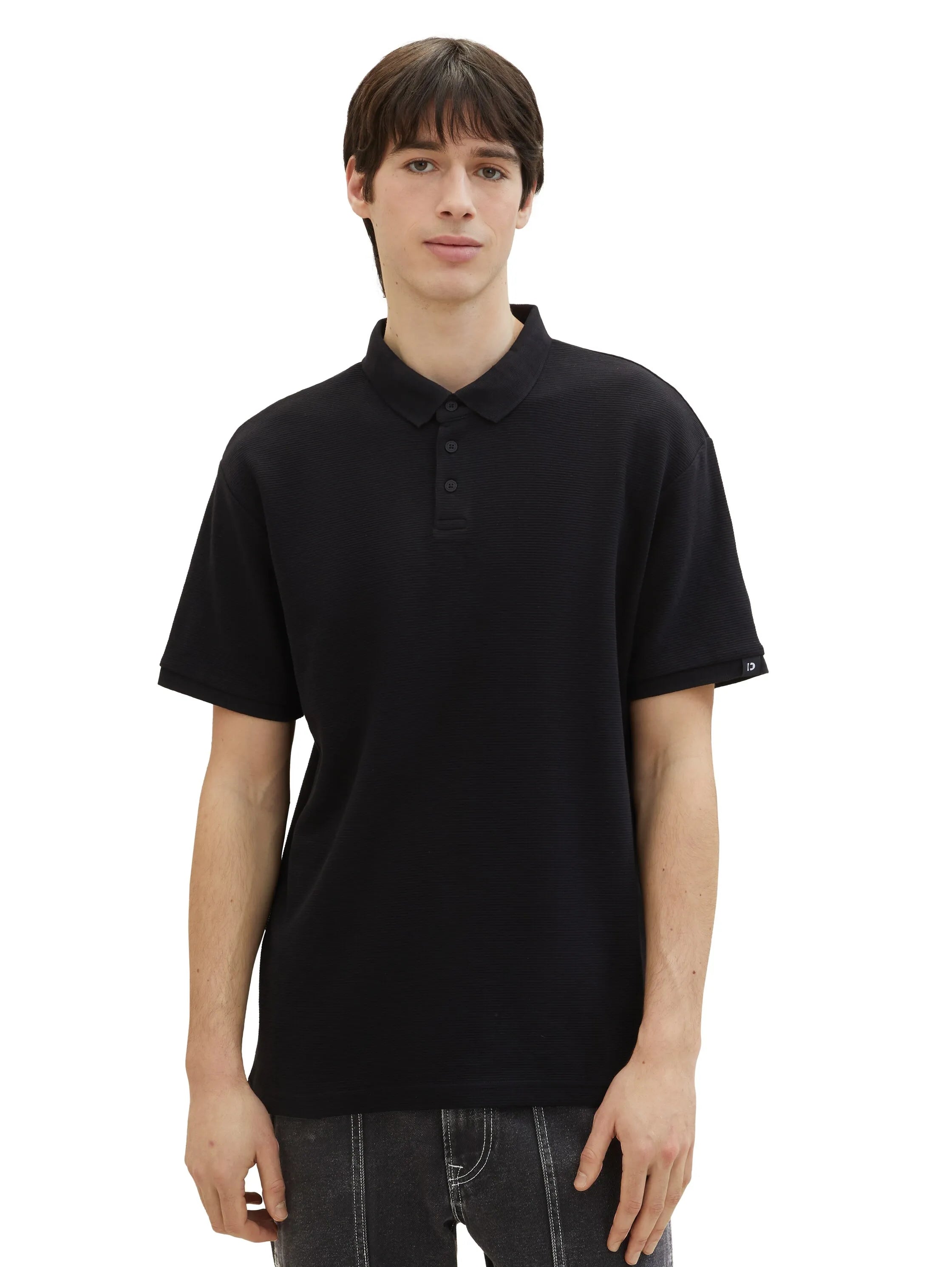 Denim Tom Tailor Black Men Relaxed Polo Shirt with Organic Cotton SKU: 1040476_29999 Image 04