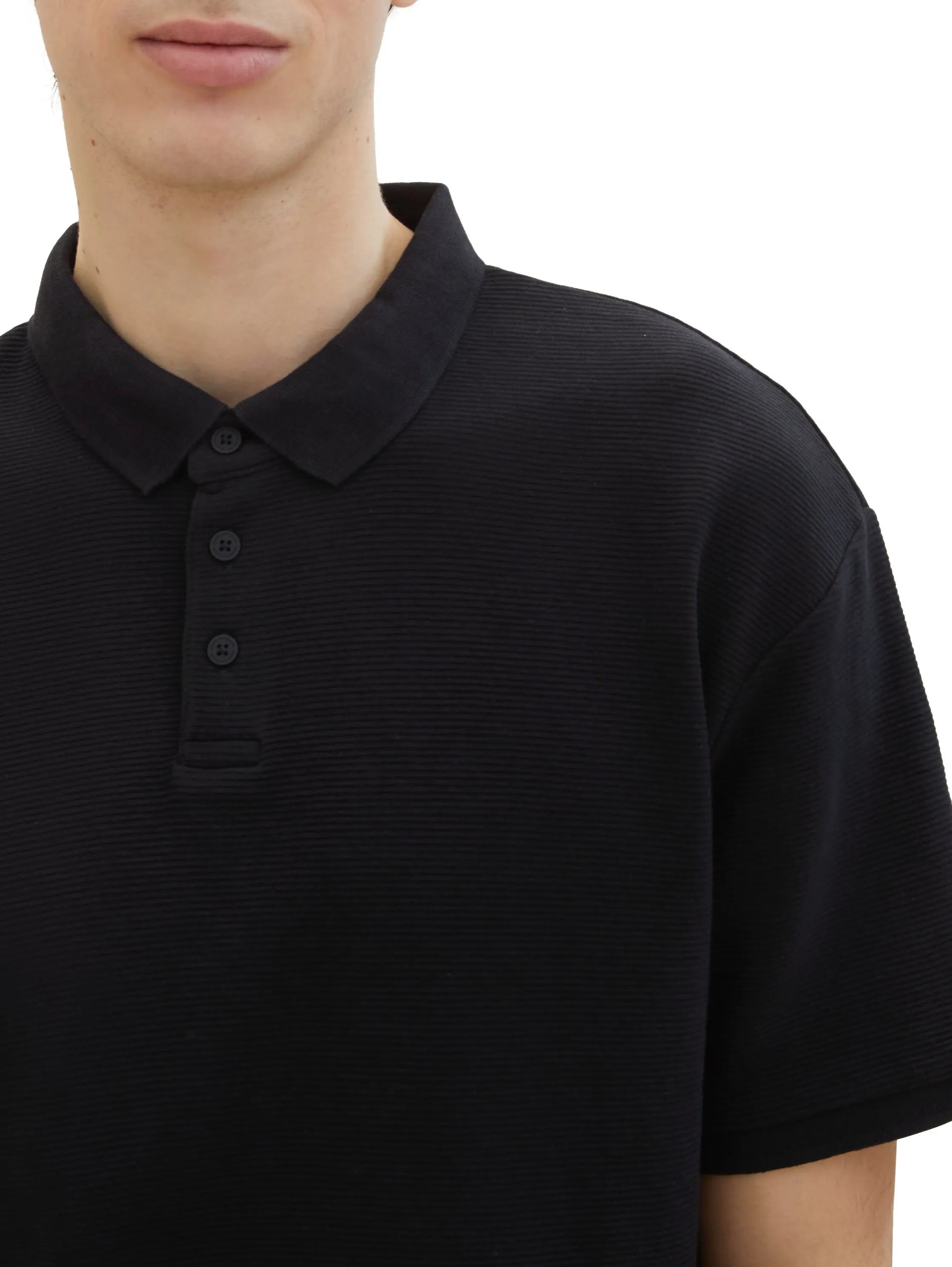 Denim Tom Tailor Black Men Relaxed Polo Shirt with Organic Cotton SKU: 1040476_29999 Image 05