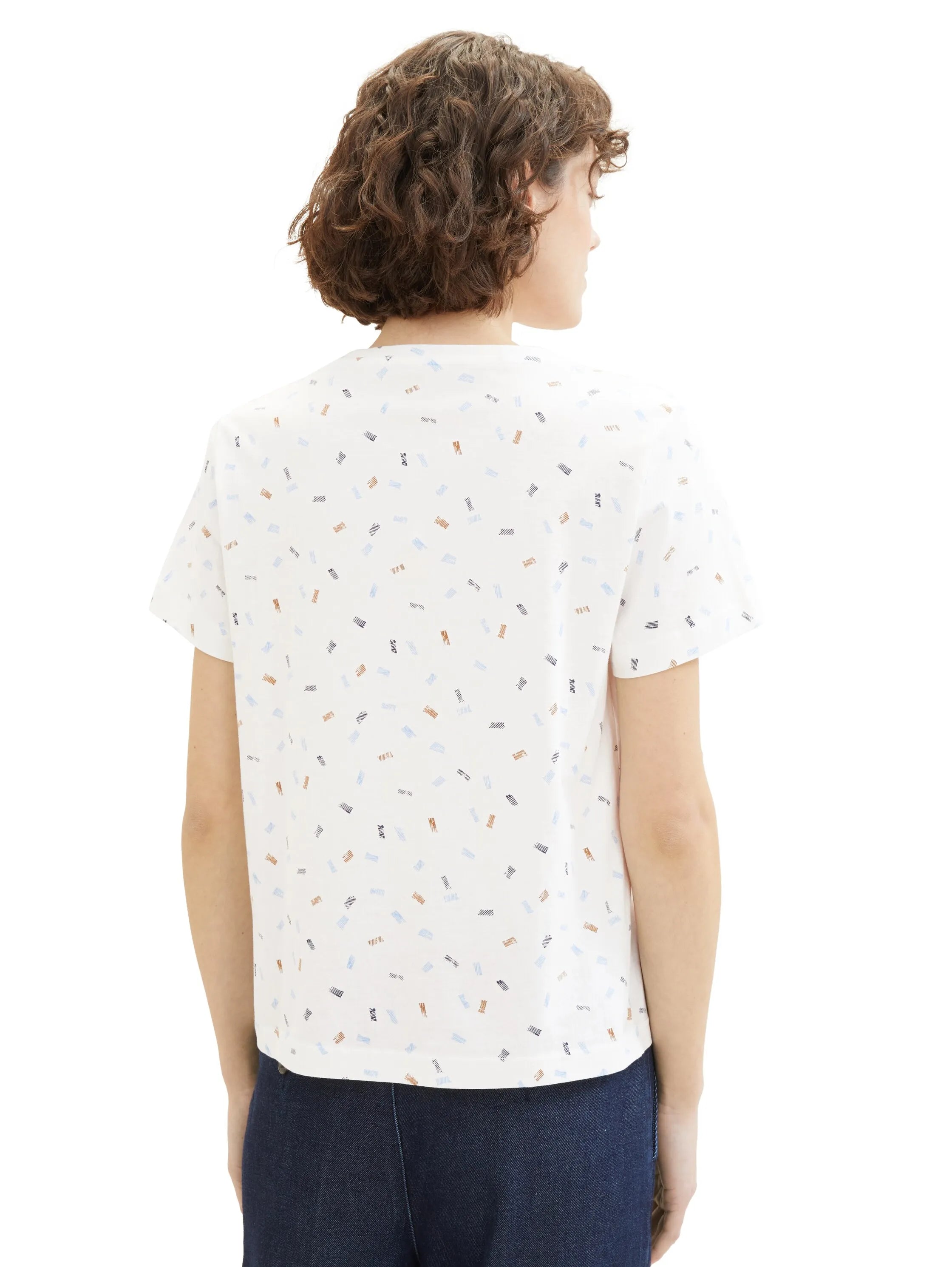 Tom Tailor Offwhite Mutlicolor Minimal Women T-Shirt with a Print SKU: 1040544_34758 Image 03