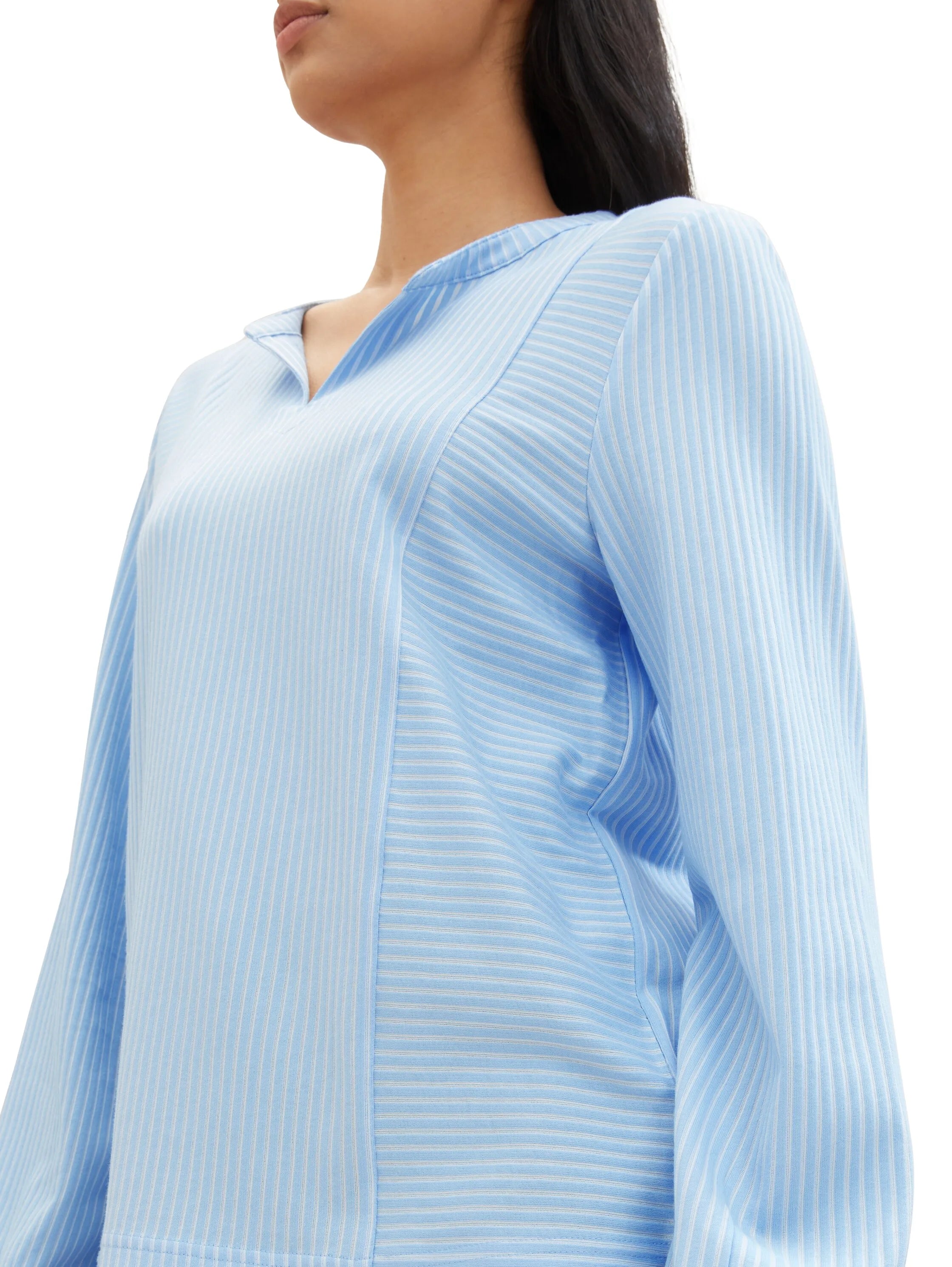 Tom Tailor Blue White Thin Stripe Women Blouse with Striped Pattern SKU: 1040546_34913 Image 03