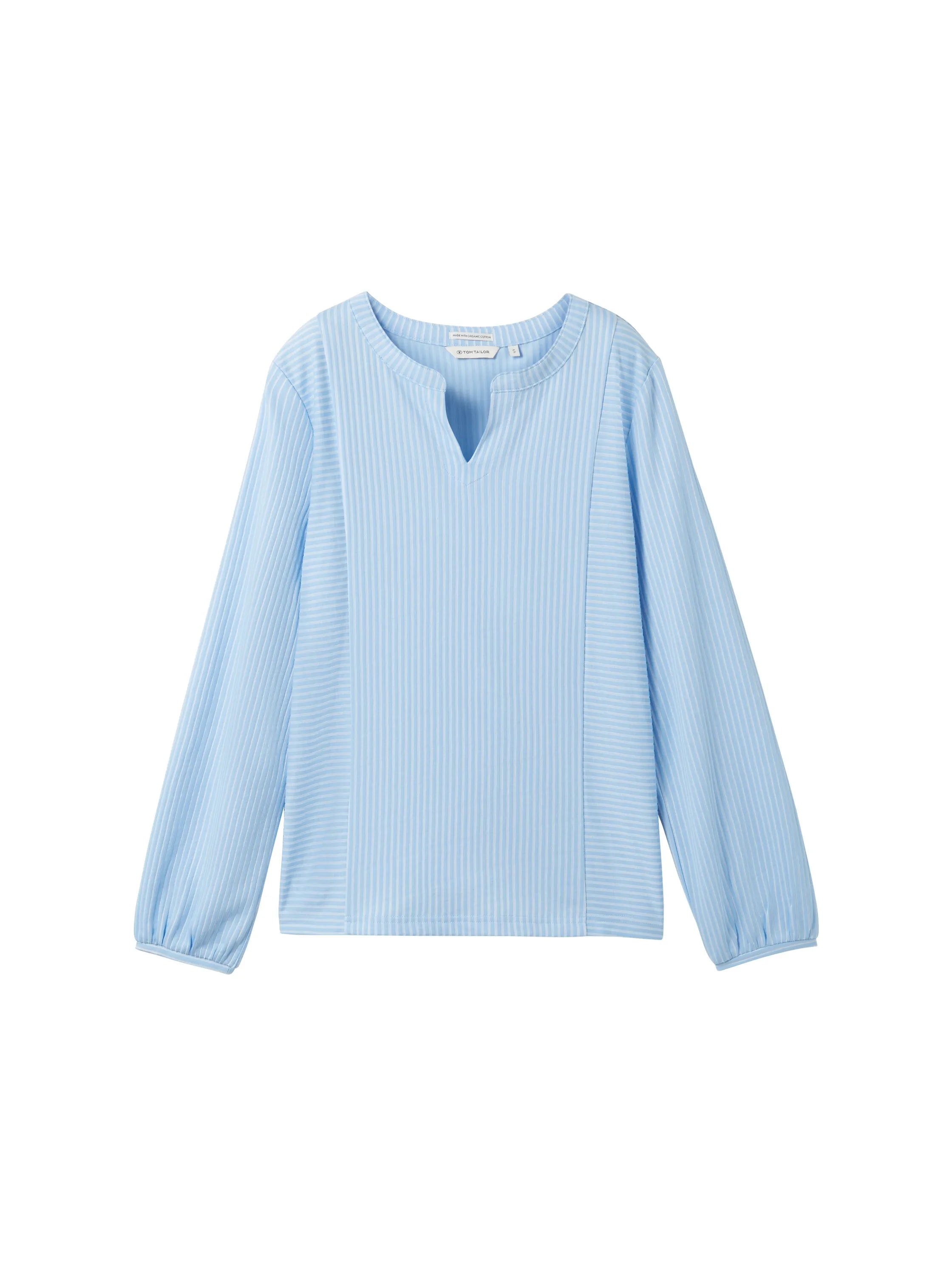 Tom Tailor Blue White Thin Stripe Women Blouse with Striped Pattern SKU: 1040546_34913 Image 06