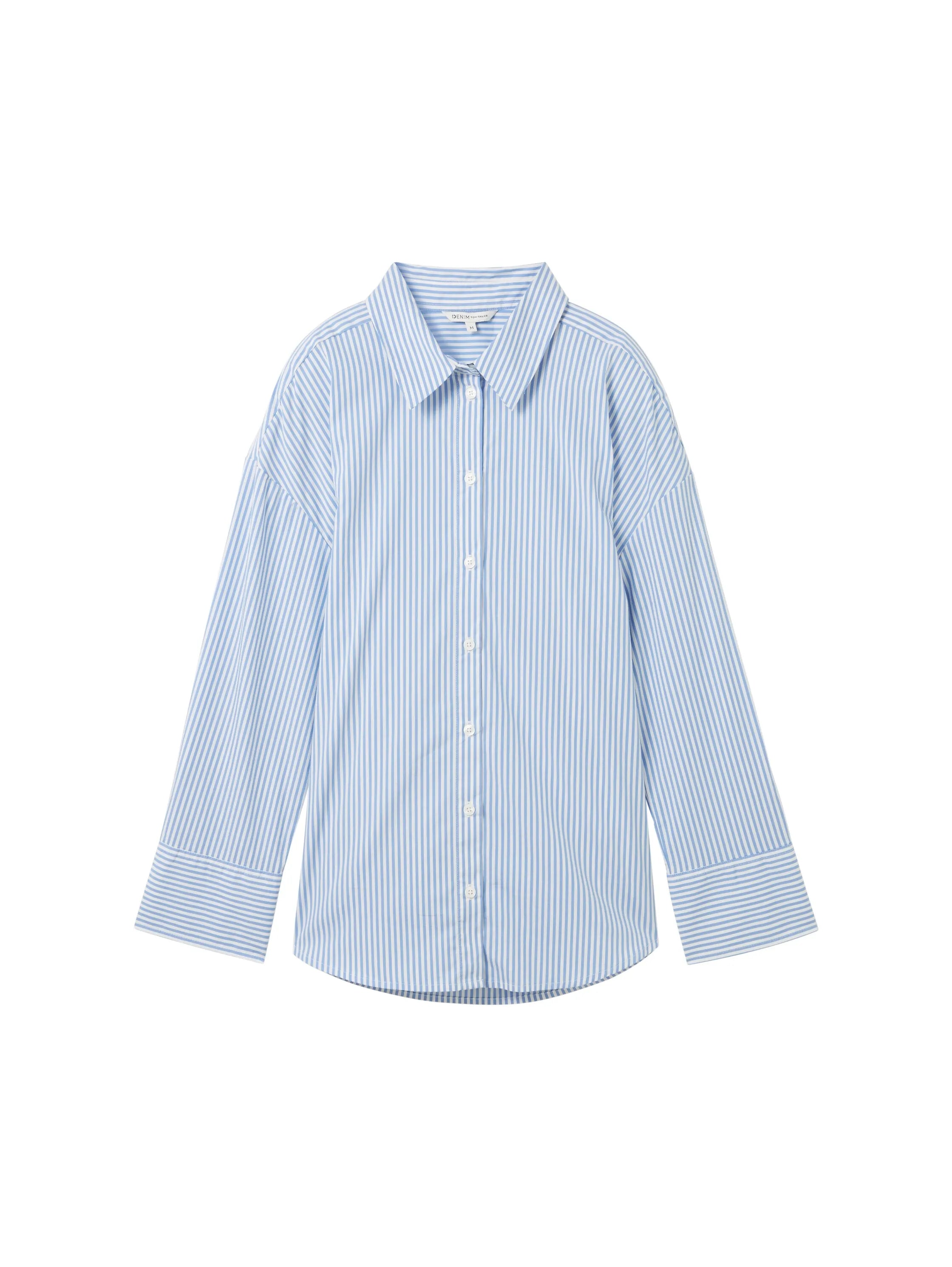 Denim Tom Tailor Blue White Strripe Women Loose Fit Shirt with Stripes SKU: 1040551_34878 Image 06