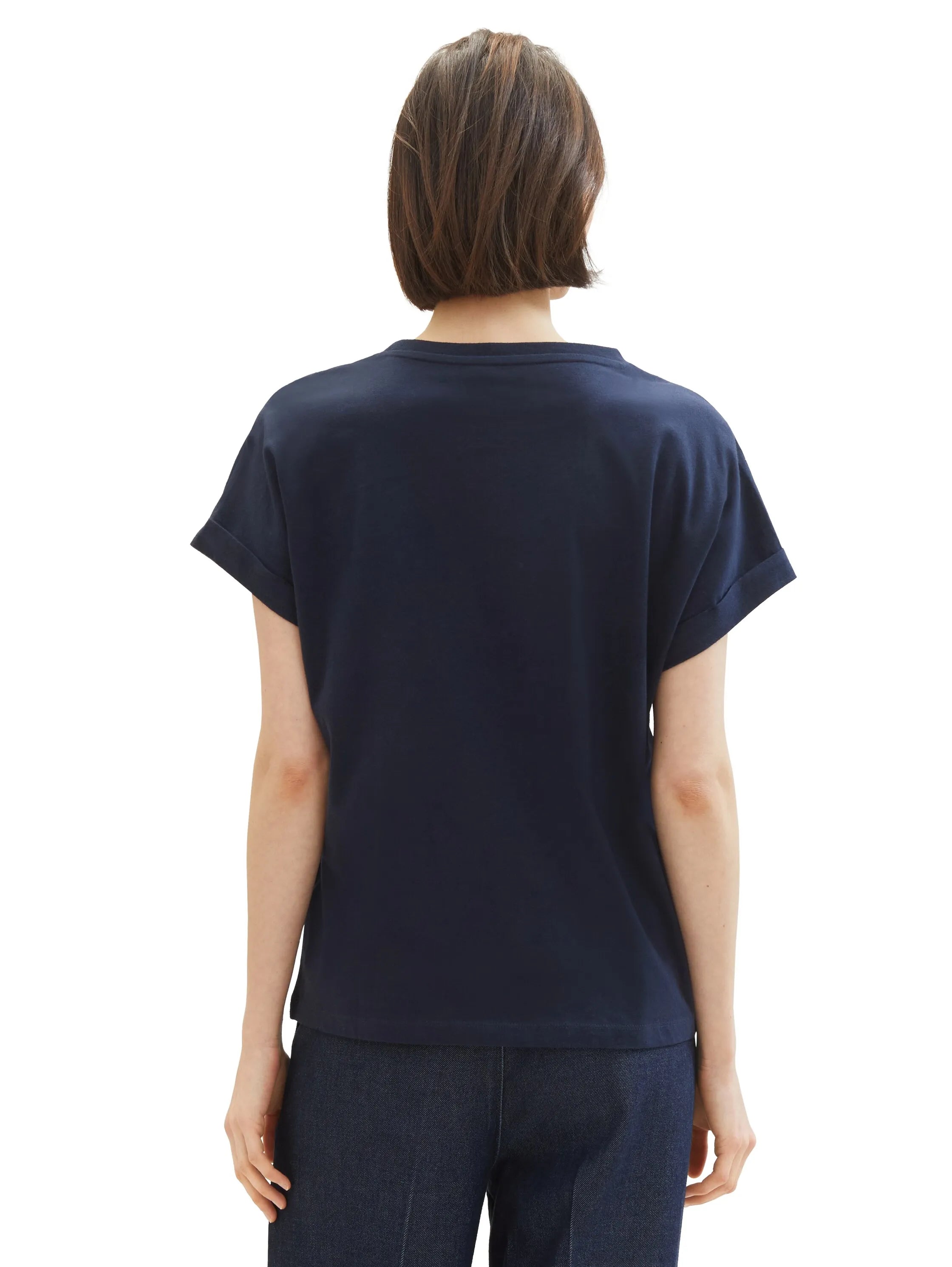 Tom Tailor Sky Captain Blue Women Organic Cotton T-Shirt SKU: 1040578_10668 Image 03
