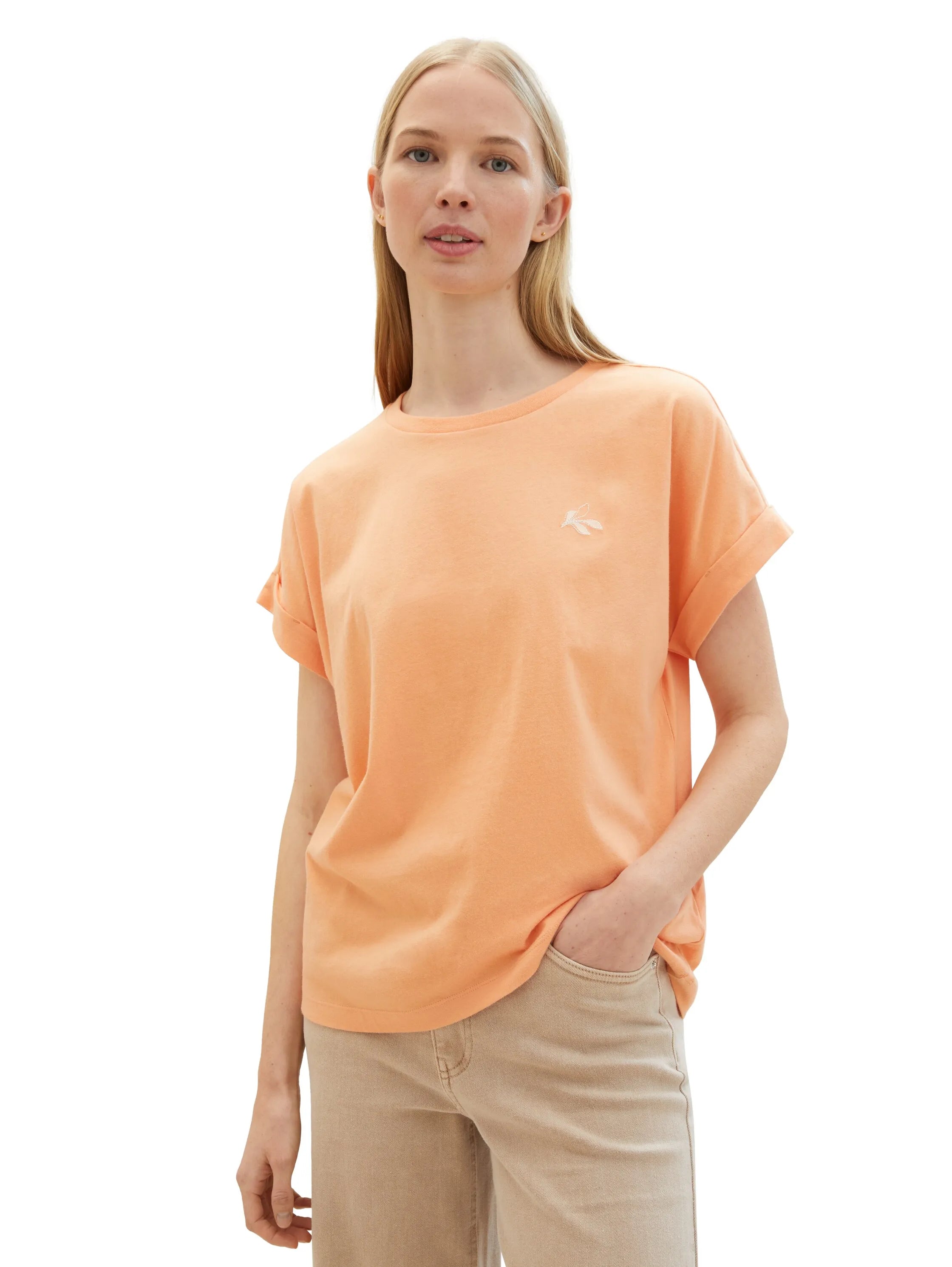 Tom Tailor Light Coral Women Organic Cotton T-Shirt SKU: 1040578_34891 Image 01