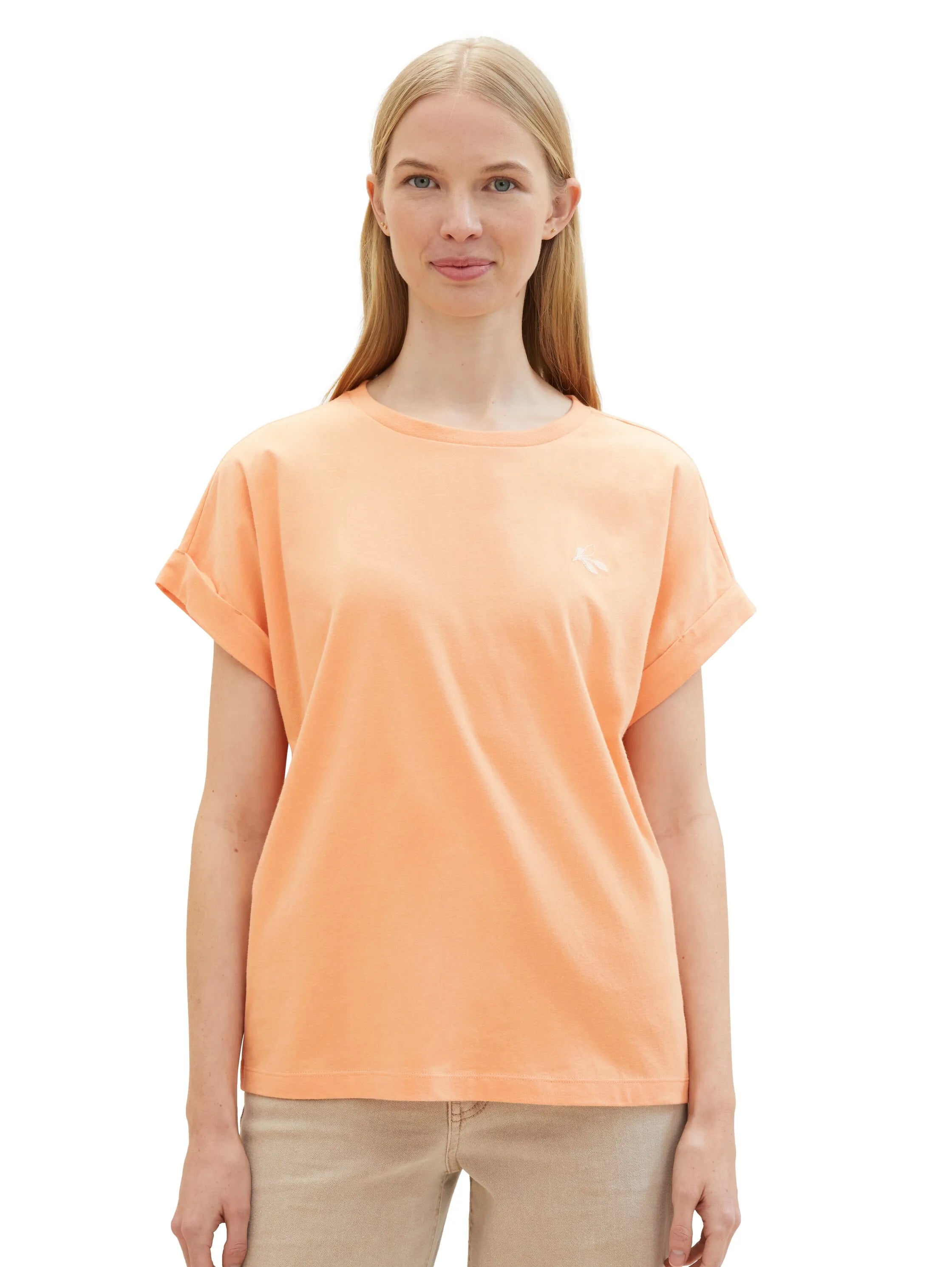 Tom Tailor Light Coral Women Organic Cotton T-Shirt SKU: 1040578_34891 Image 05