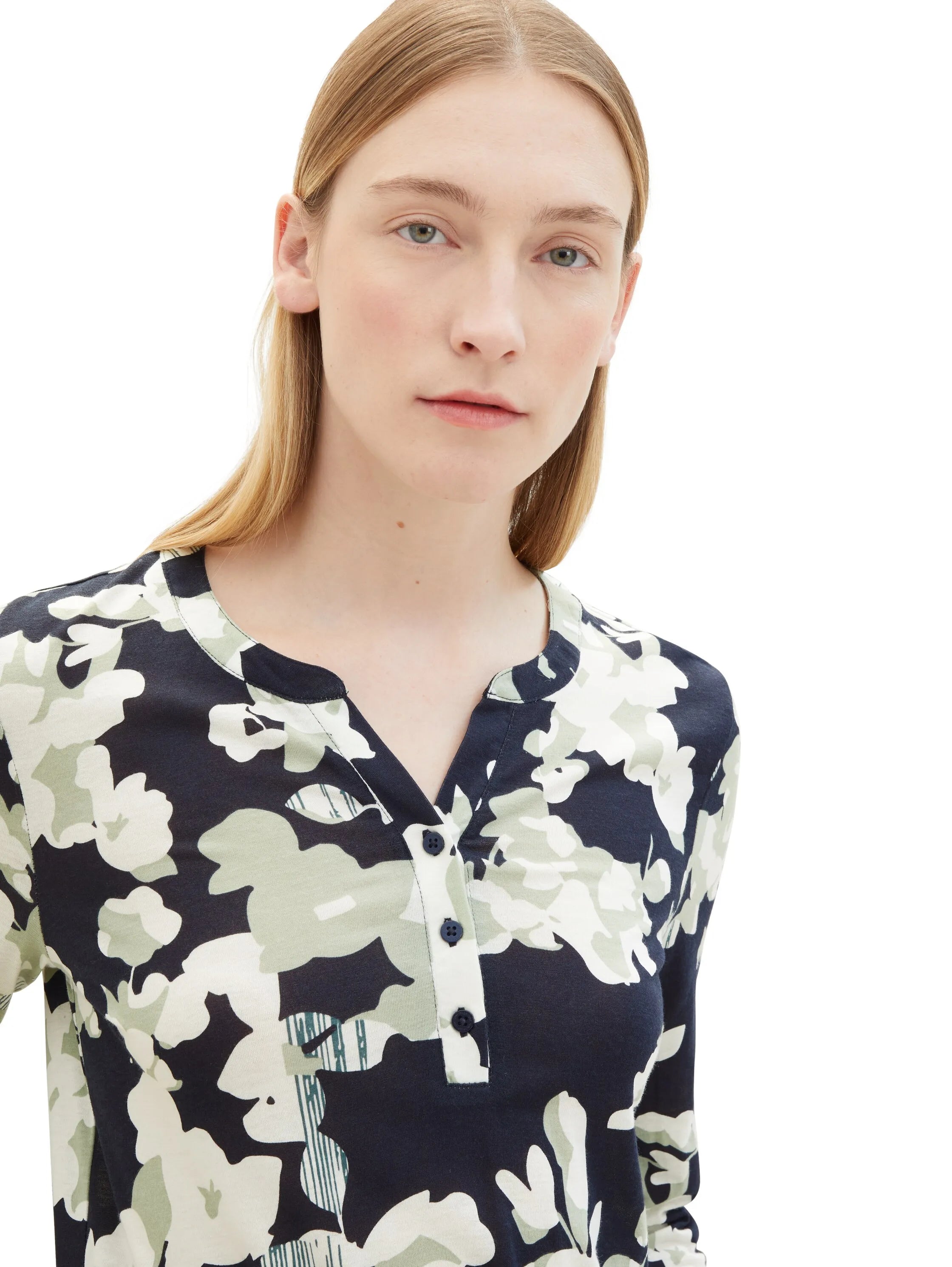 Tom Tailor Cut Floral Design Women Patterned 7/8 Sleeve Shirt SKU: 1040592_34790 Image 04