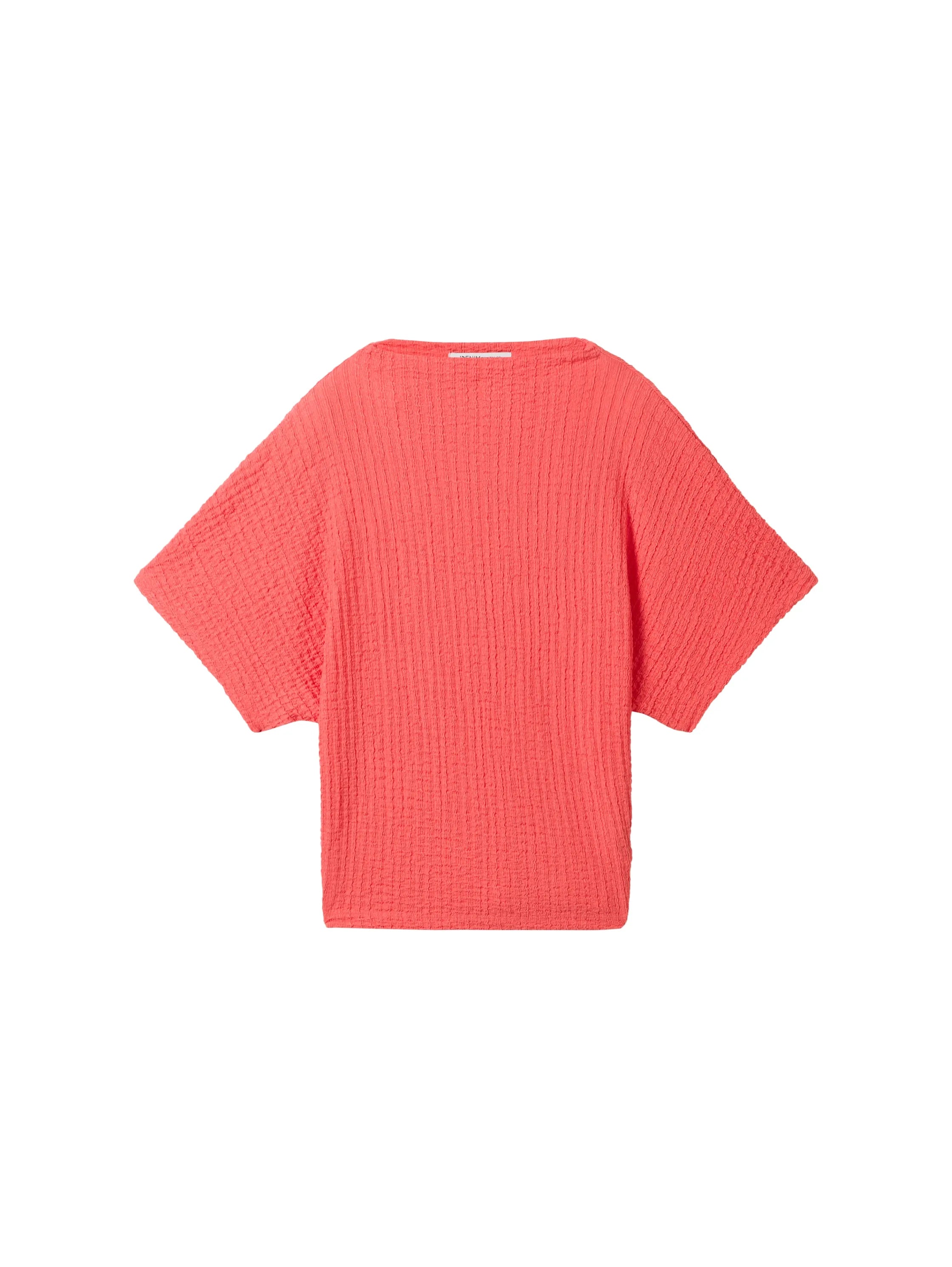 Denim Tom Tailor Plain Red Women T-Shirt in a Crinkled Look SKU: 1040634_11042 Image 07