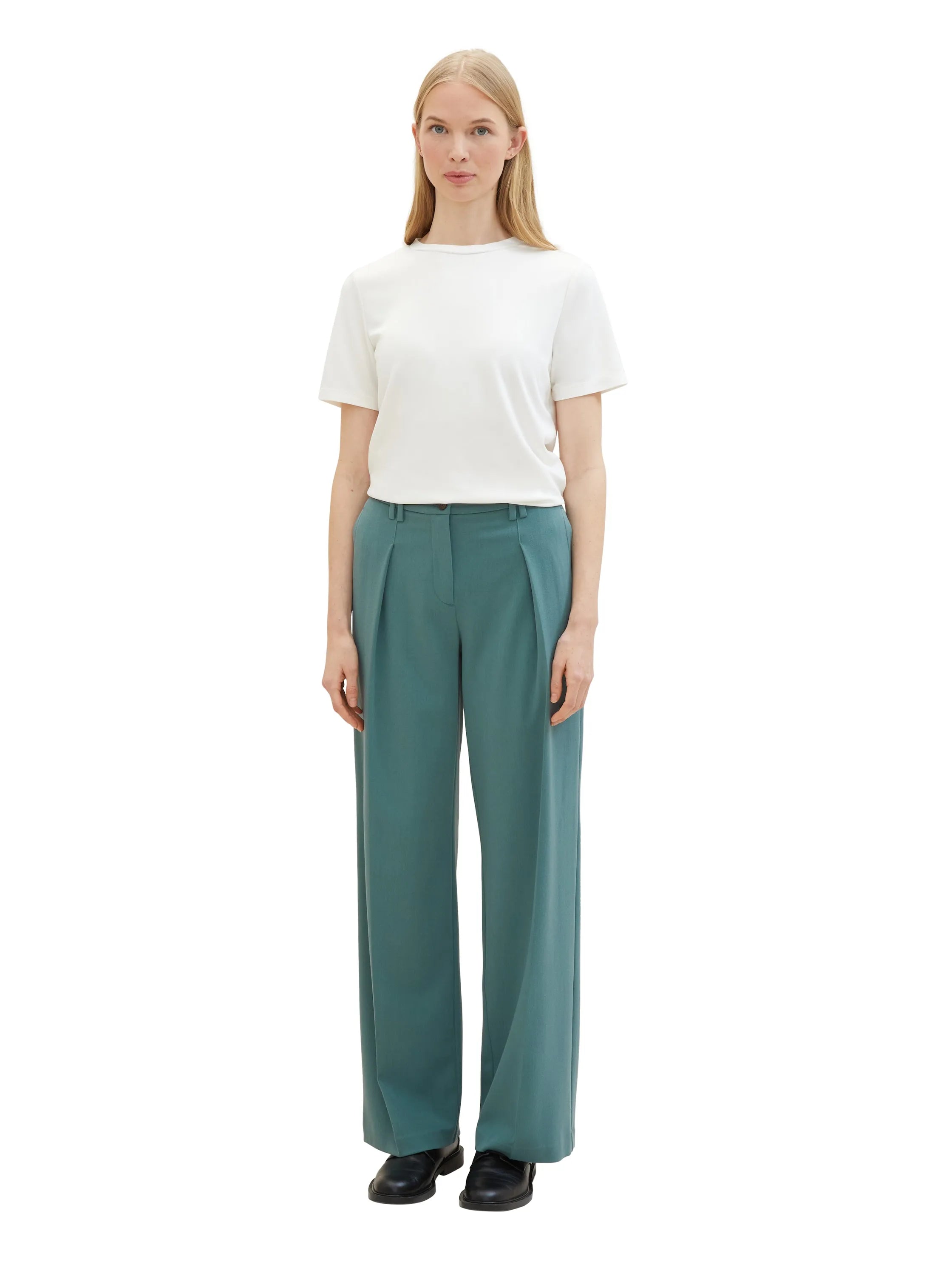 Tom Tailor Sea Pine Green Women Lea Wide Leg Trousers with Recycled Polyester SKU: 1040686_10697 Image 07