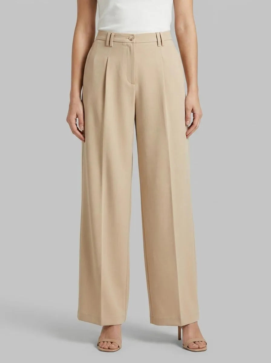 Tom Tailor Sandy Beige Women Lea Wide Leg Trousers with Recycled Polyester SKU: 1040686_11485 Image 00
