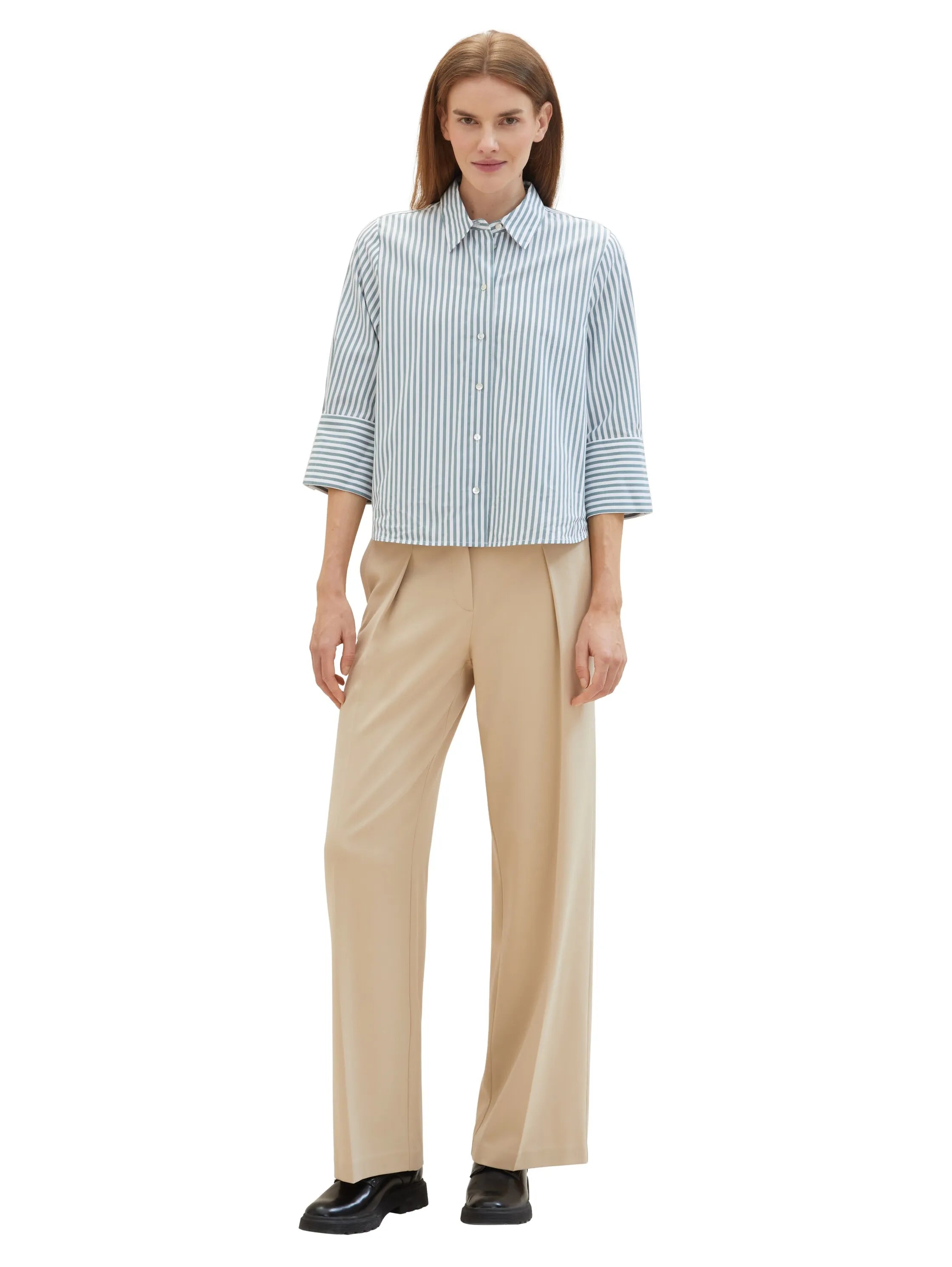 Tom Tailor Sandy Beige Women Lea Wide Leg Trousers with Recycled Polyester SKU: 1040686_11485 Image 05
