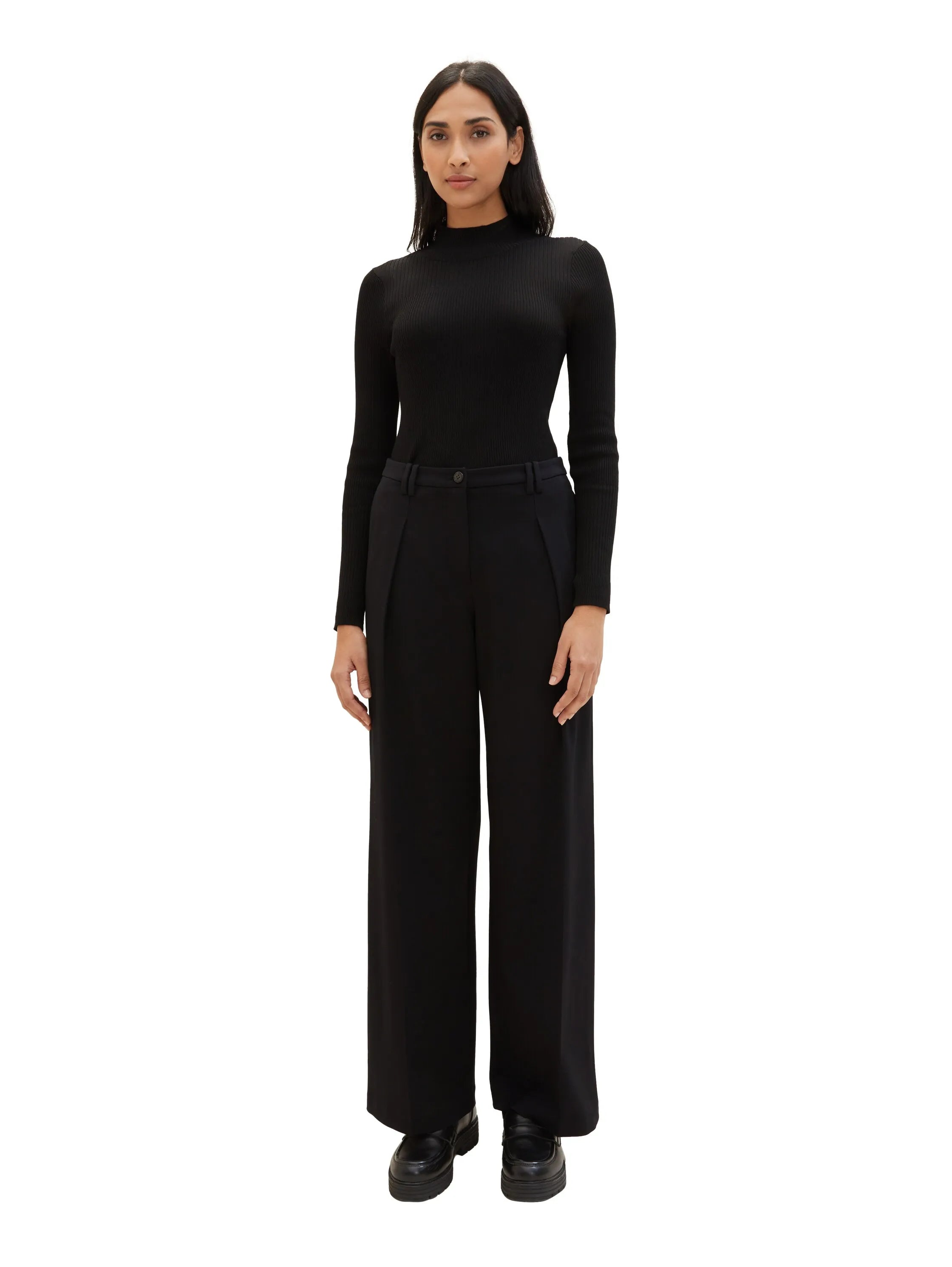 Tom Tailor Deep Black Women Lea Wide Leg Trousers with Recycled Polyester SKU: 1040686_14482 Image 07