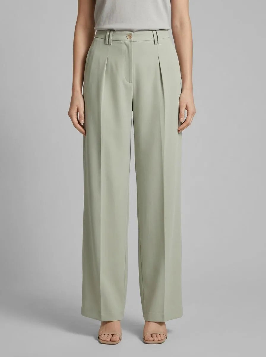 Tom Tailor Desert Green Women Lea Wide Leg Trousers with Recycled Polyester SKU: 1040686_34895 Image 00