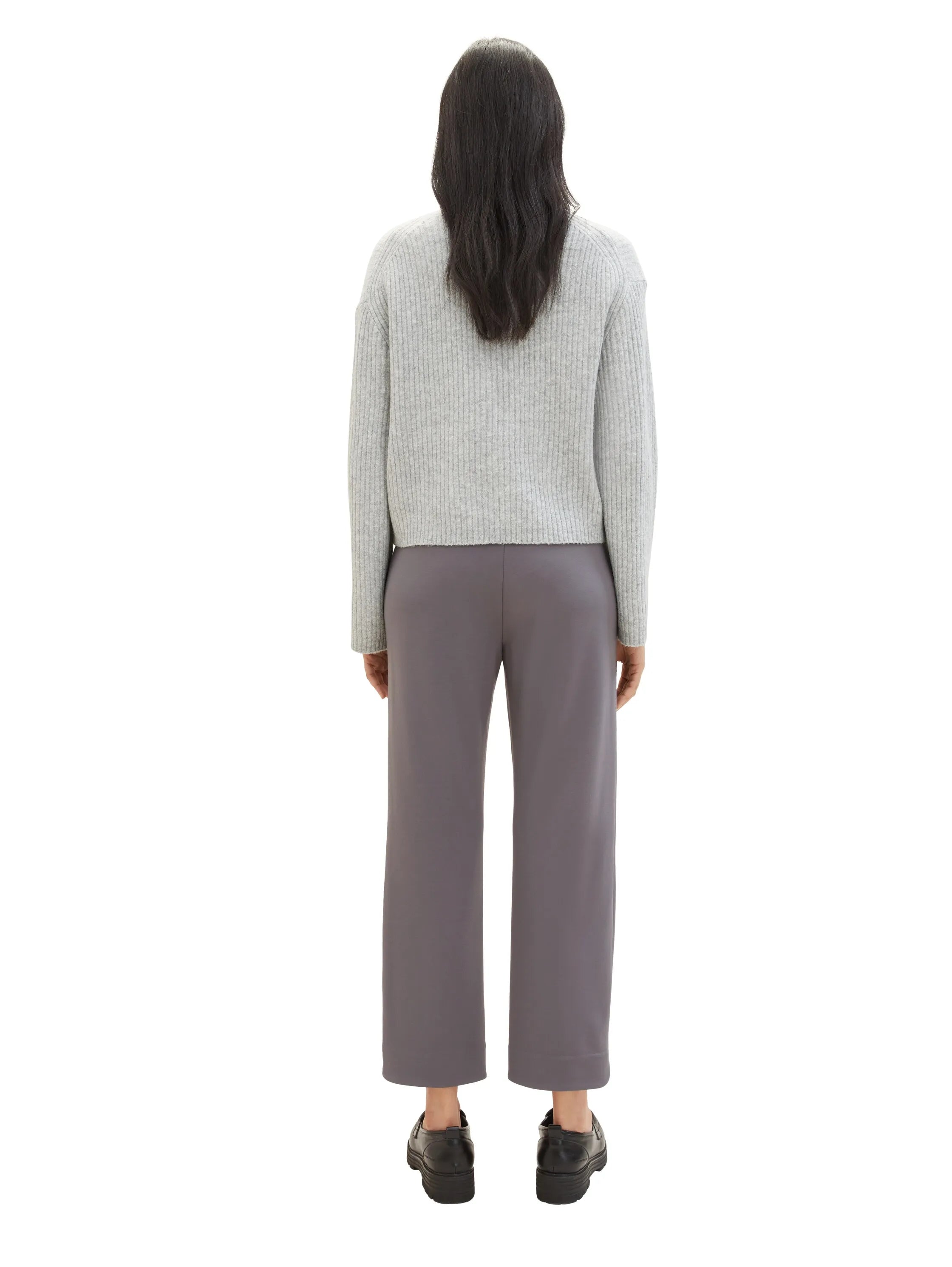 Tom Tailor Dark Urban Grey Women Cropped Mia Straight Trousers SKU: 1040688_35265 Image 04