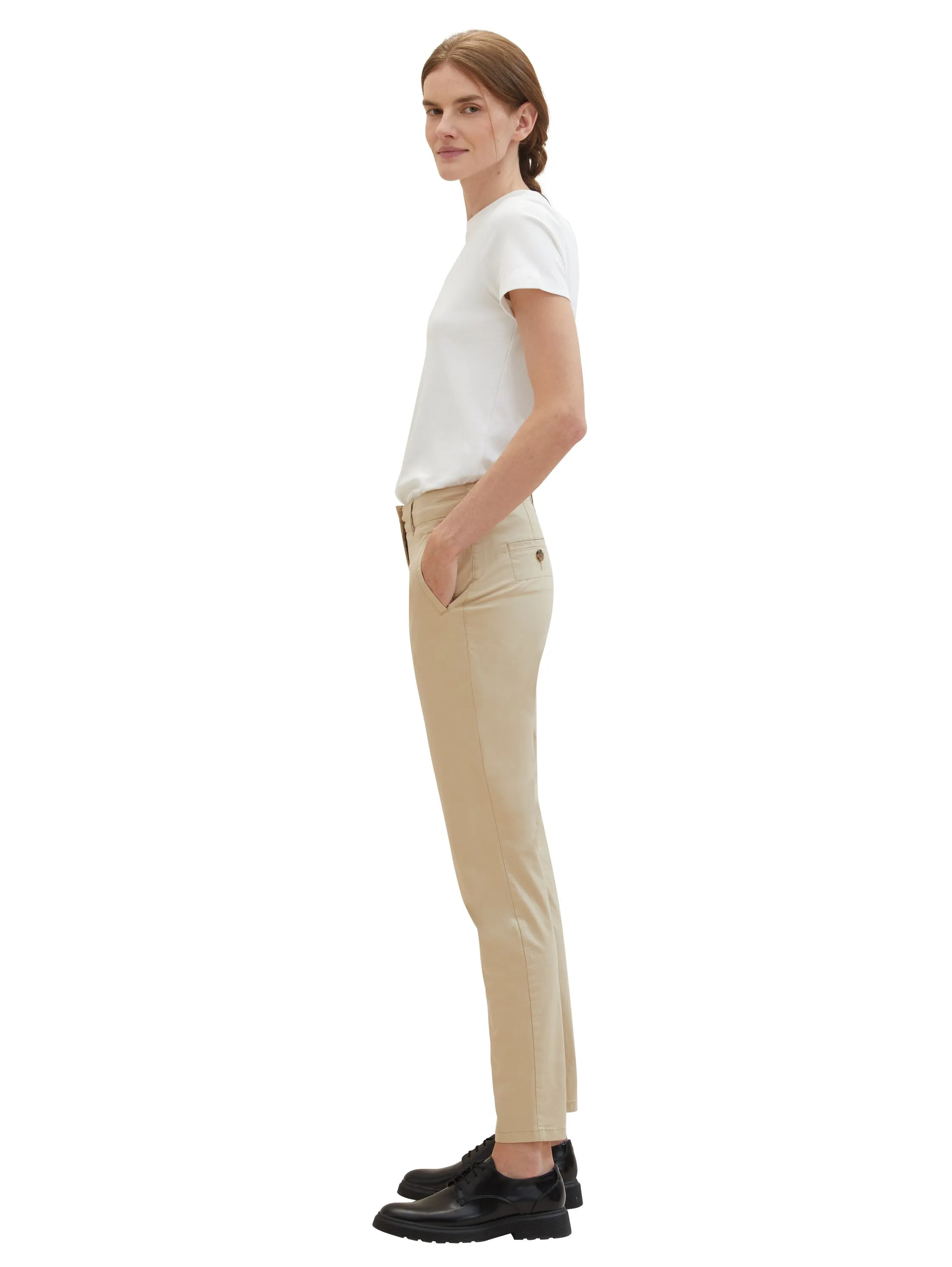 Tom Tailor Sandy Beige Women Chino Slim Trousers SKU: 1040698_11485 Image 02