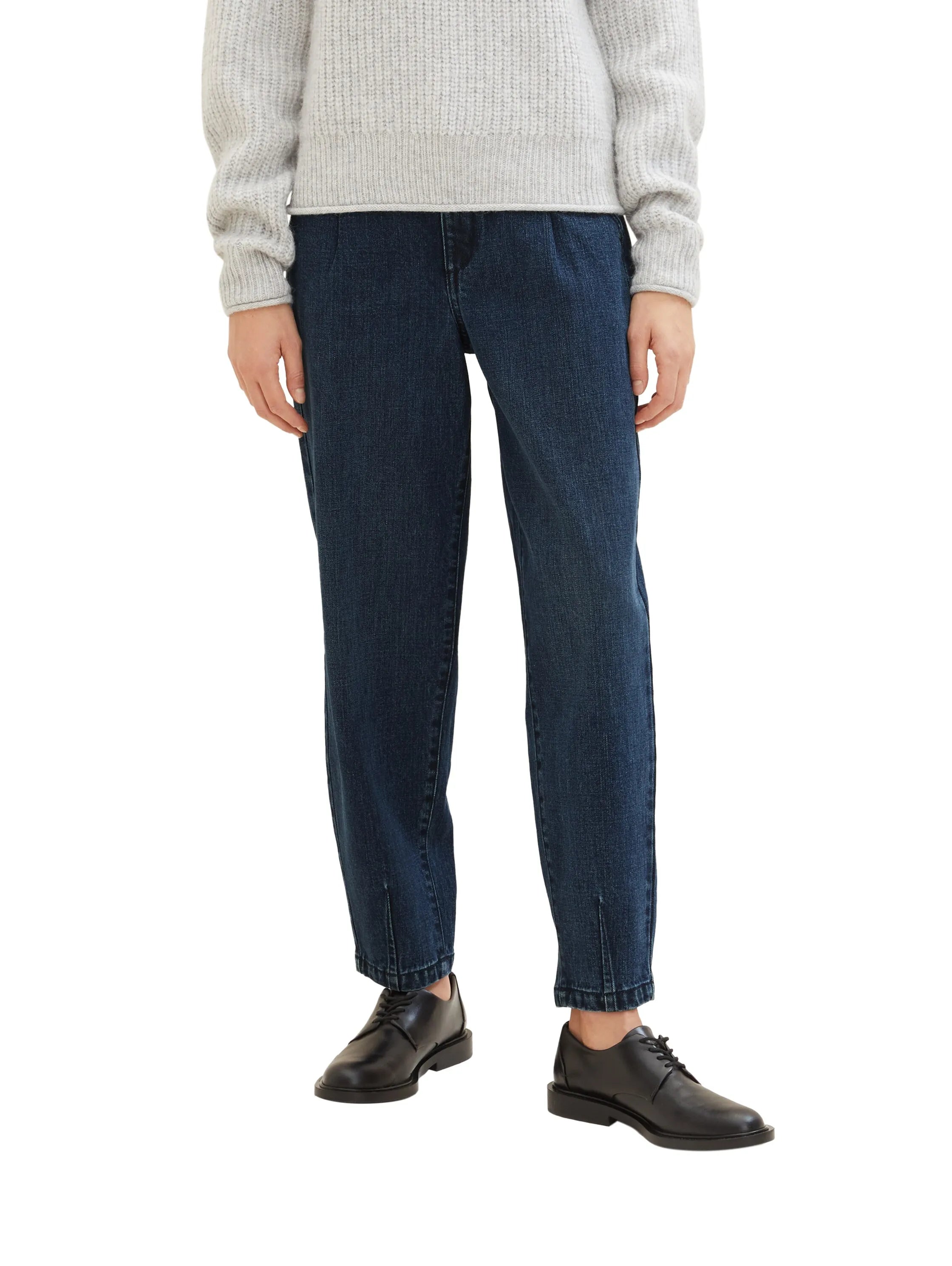 Tom Tailor Clean Dark Stone Blue Denim Women Barrel Leg Jeans with Tencelª Lyocell SKU: 1040760_10114 Image 01