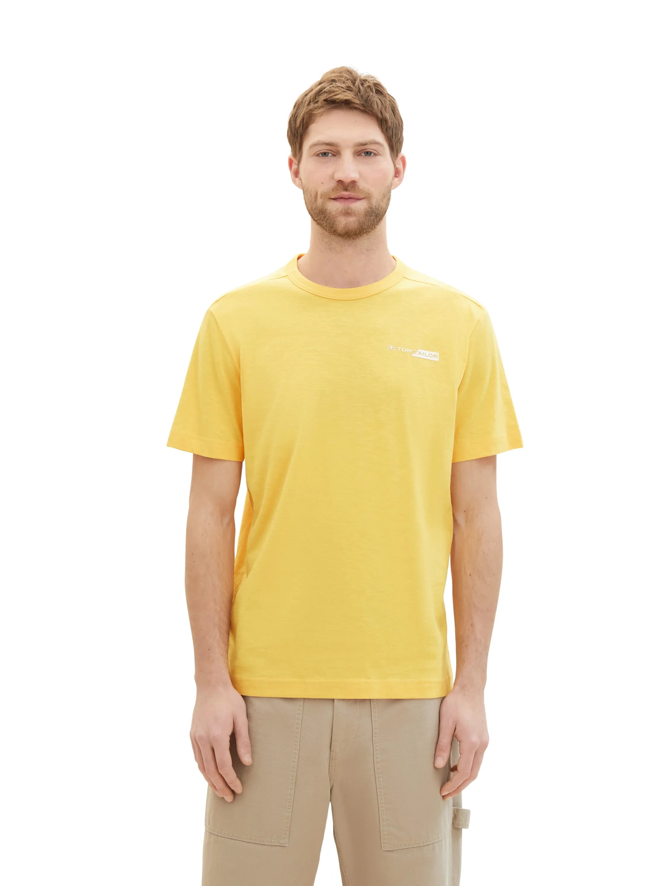 Tom Tailor Sunny Yellow Men T-Shirt with a Logo Print SKU: 1040821_34663 Image 04