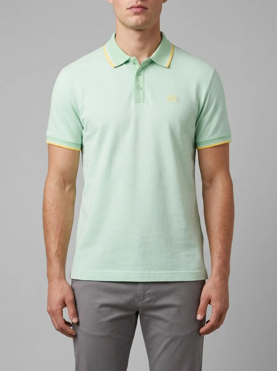 Tom Tailor White Mint Twotone Men Basic Polo Shirt SKU: 1040822_35203 Image 00