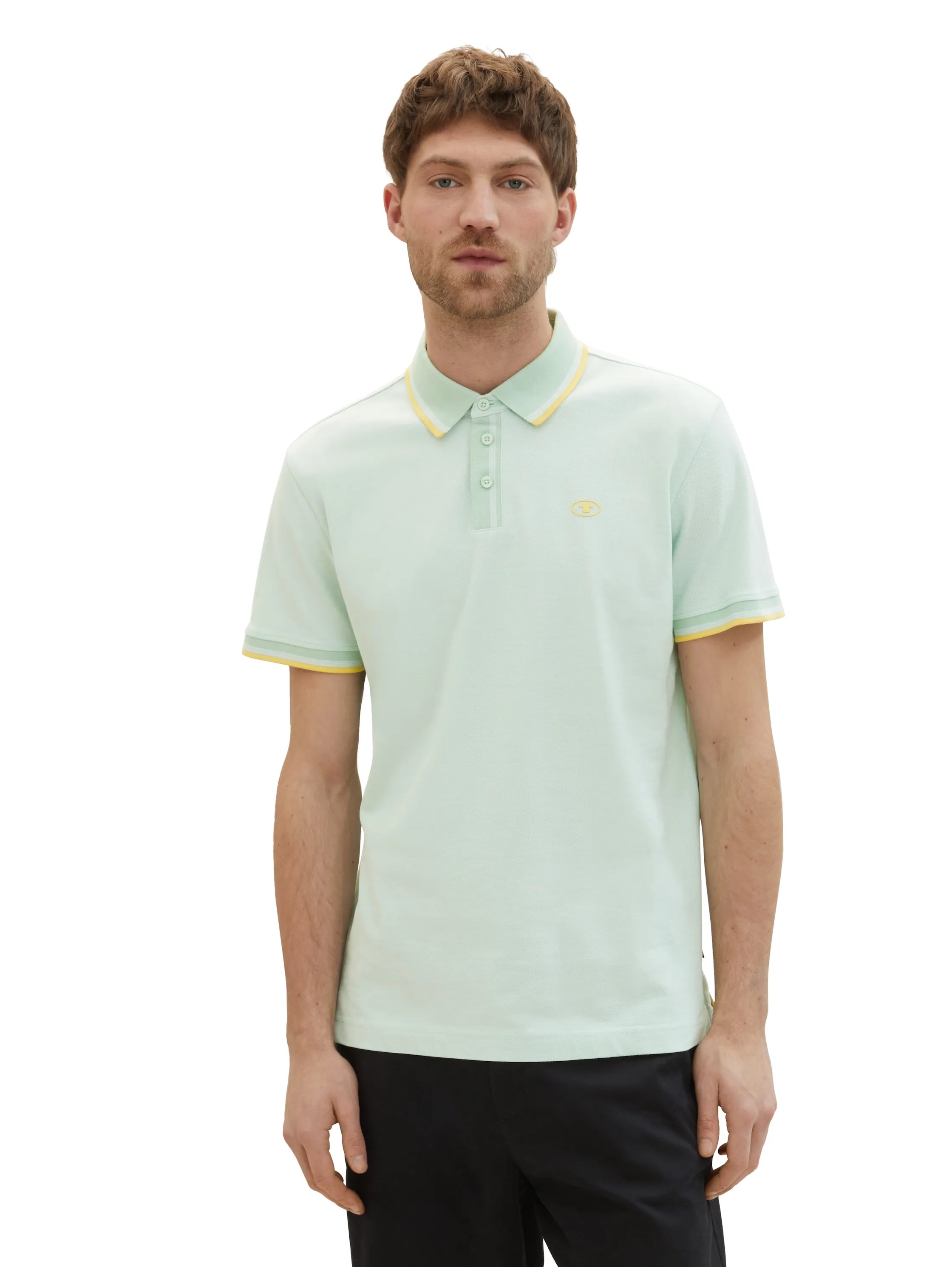 Tom Tailor White Mint Twotone Men Basic Polo Shirt SKU: 1040822_35203 Image 04