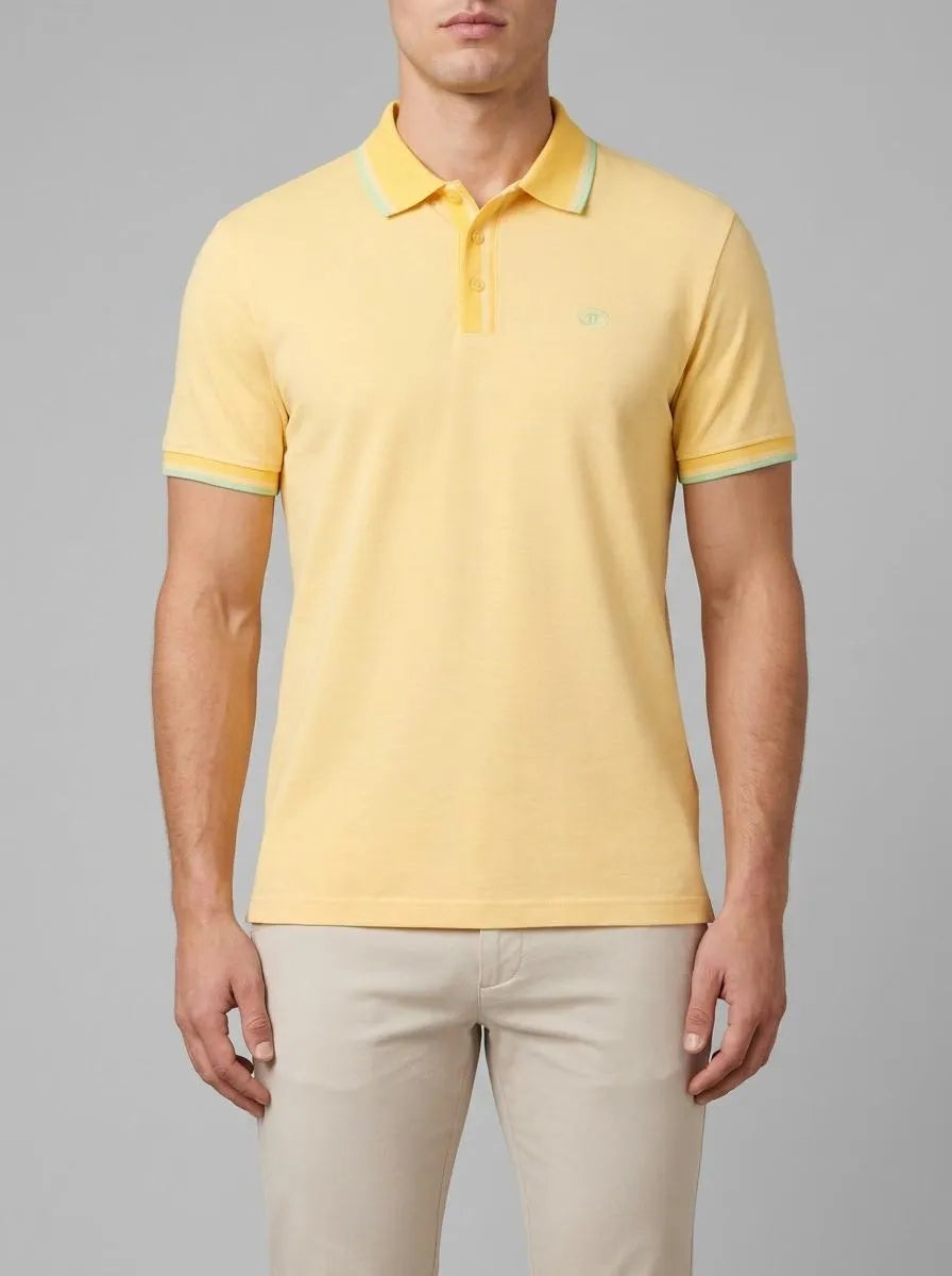 Tom Tailor White Sunny Yellow Twotone Men Basic Polo Shirt SKU: 1040822_35204 Image 00